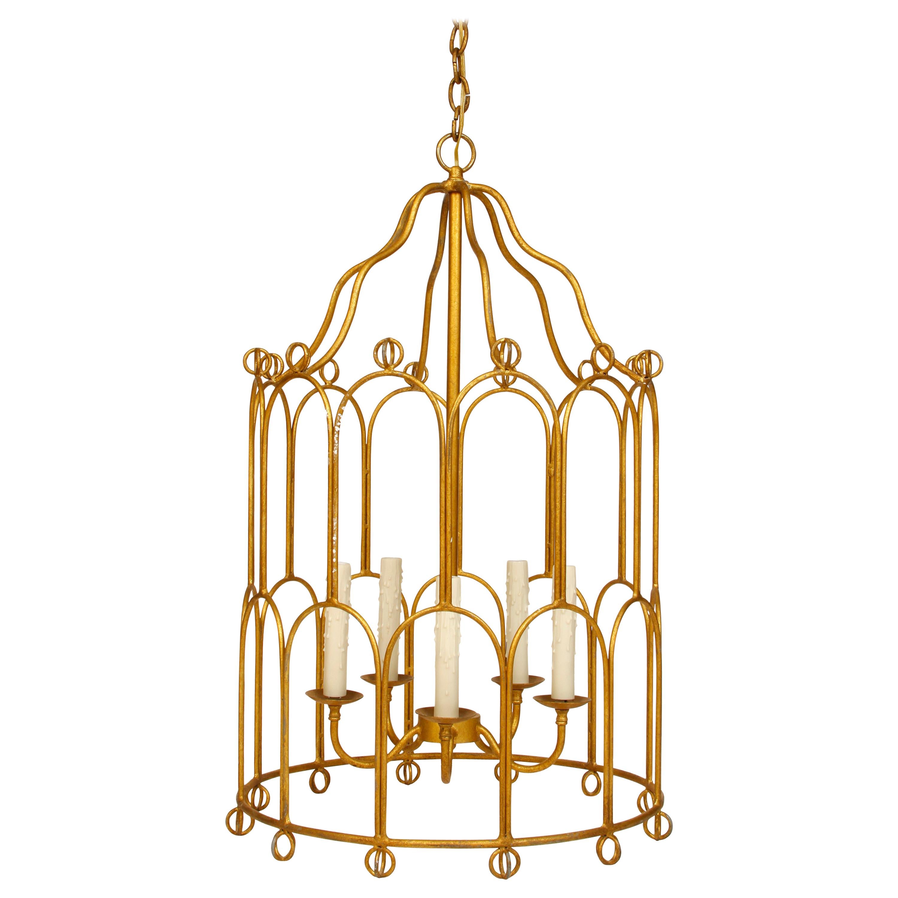 Gilt Metal Large Modern Lantern