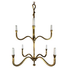 Lampadario a foglie in metallo dorato di Miamar Home