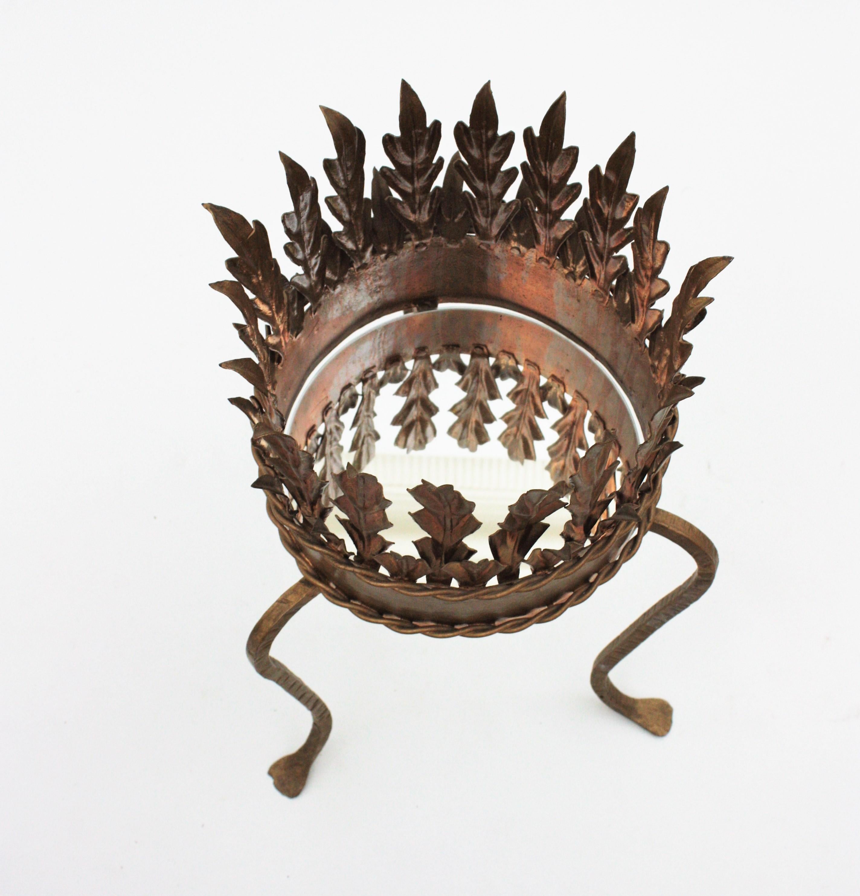 20th Century Spanish Gilt Iron Drinks Stand / Planter, Foliage Design For Sale