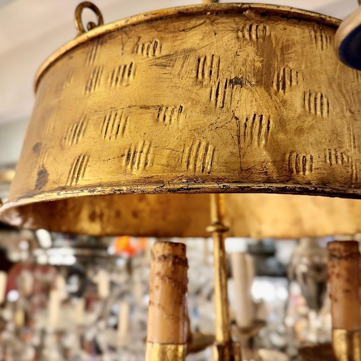 Gilt Metal Light Fixture with Shade For Sale 4