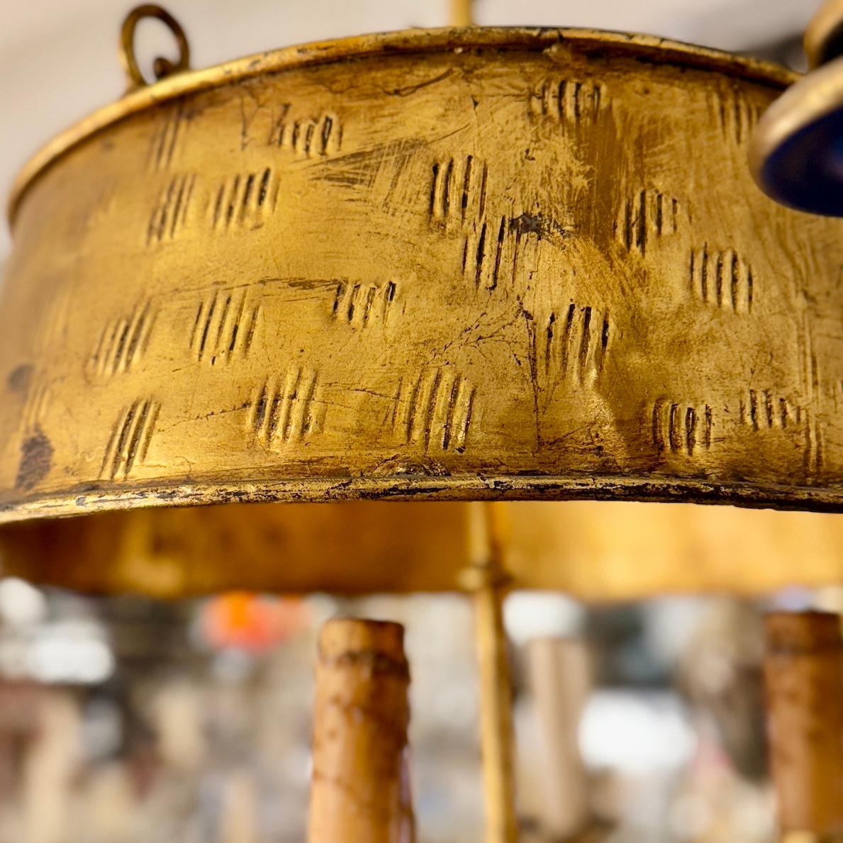 Gilt Metal Light Fixture with Shade For Sale 5