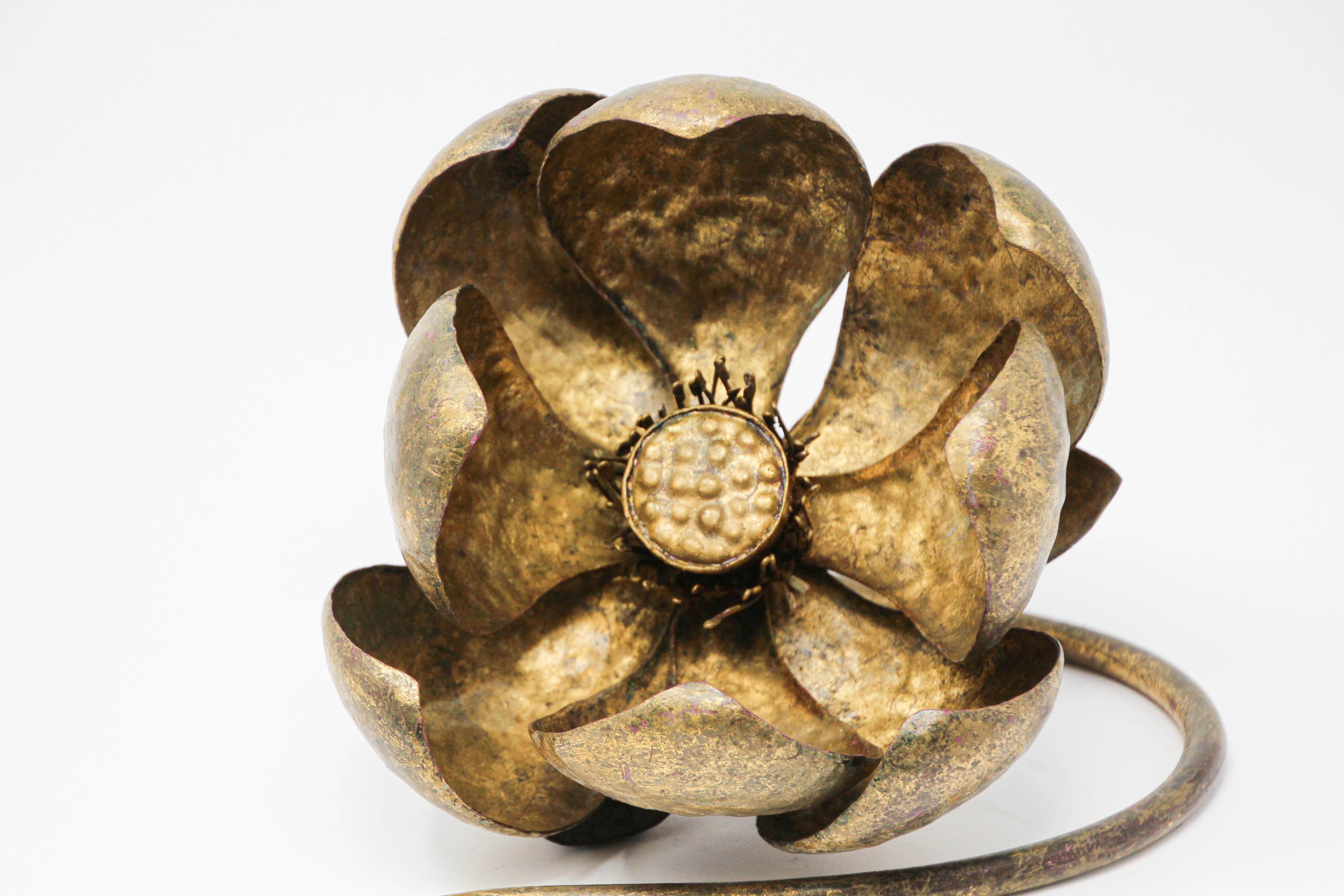 Gilt Metal Lotus Flower Sculpture by Mingazzi, Italy, 1950 1