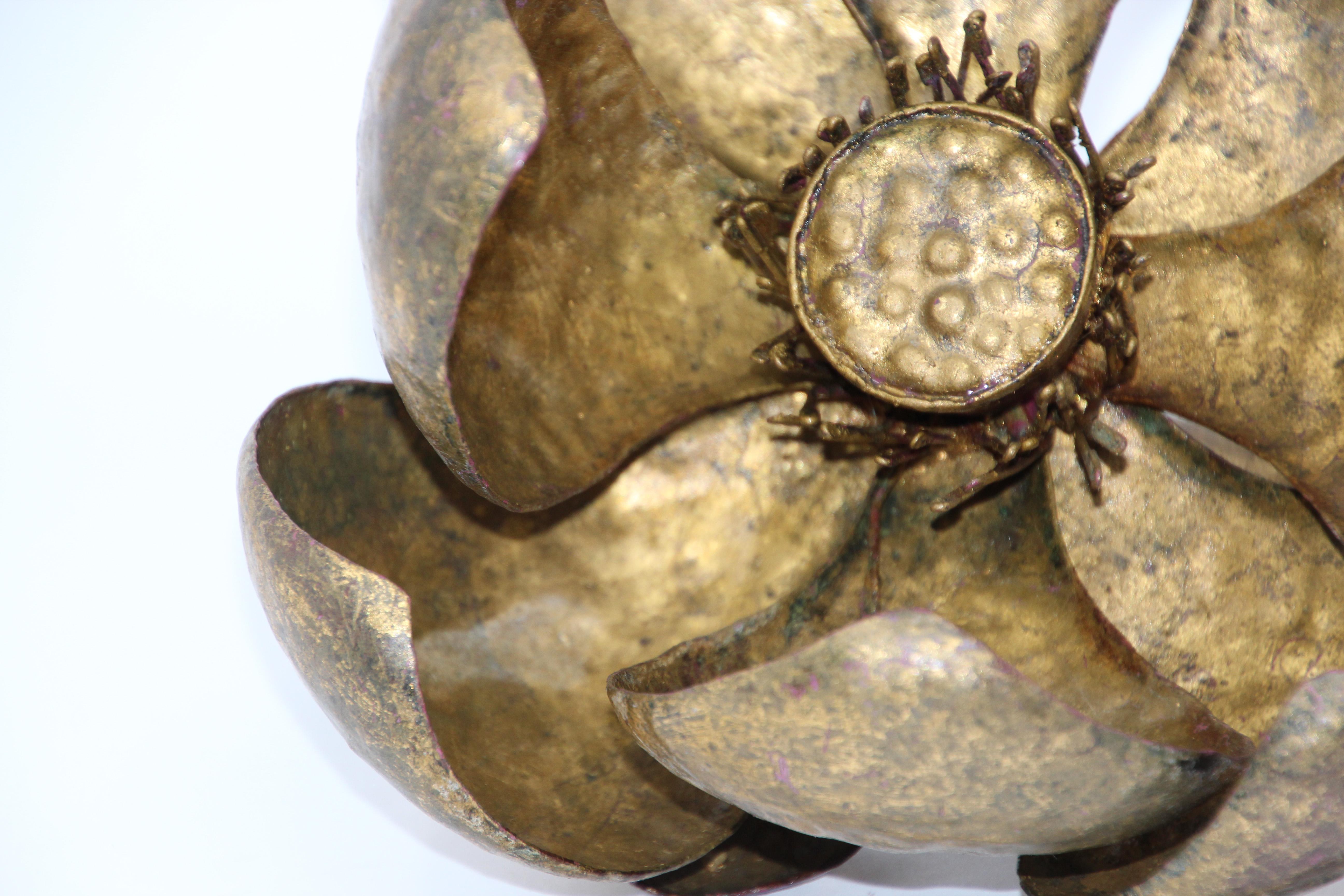 Gilt Metal Lotus Flower Sculpture by Mingazzi, Italy, 1950 8