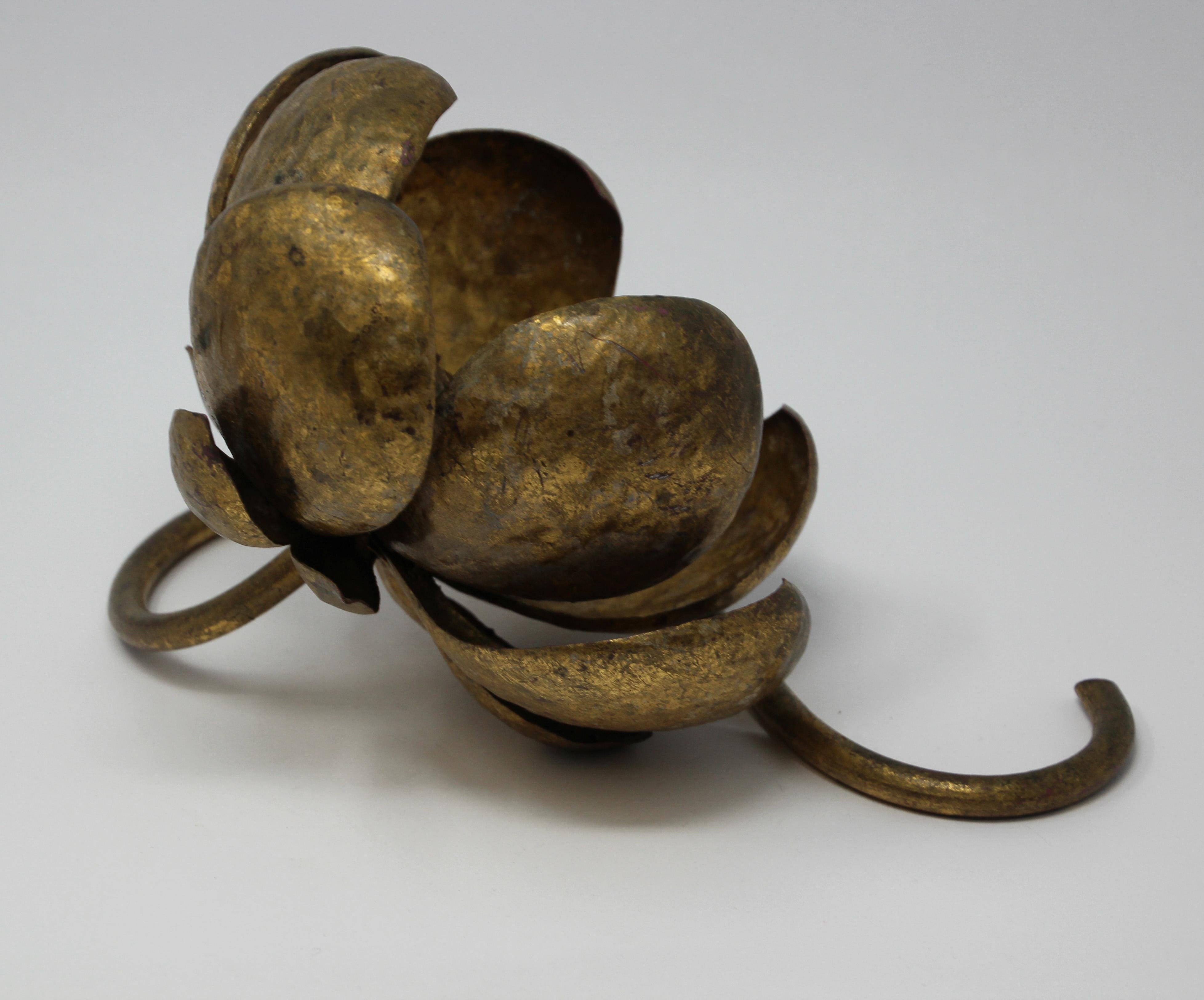 Italian Gilt Metal Lotus Flower Sculpture by Mingazzi, Italy, 1950