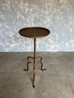 Gilt Metal Martini Table on a Tripod Base