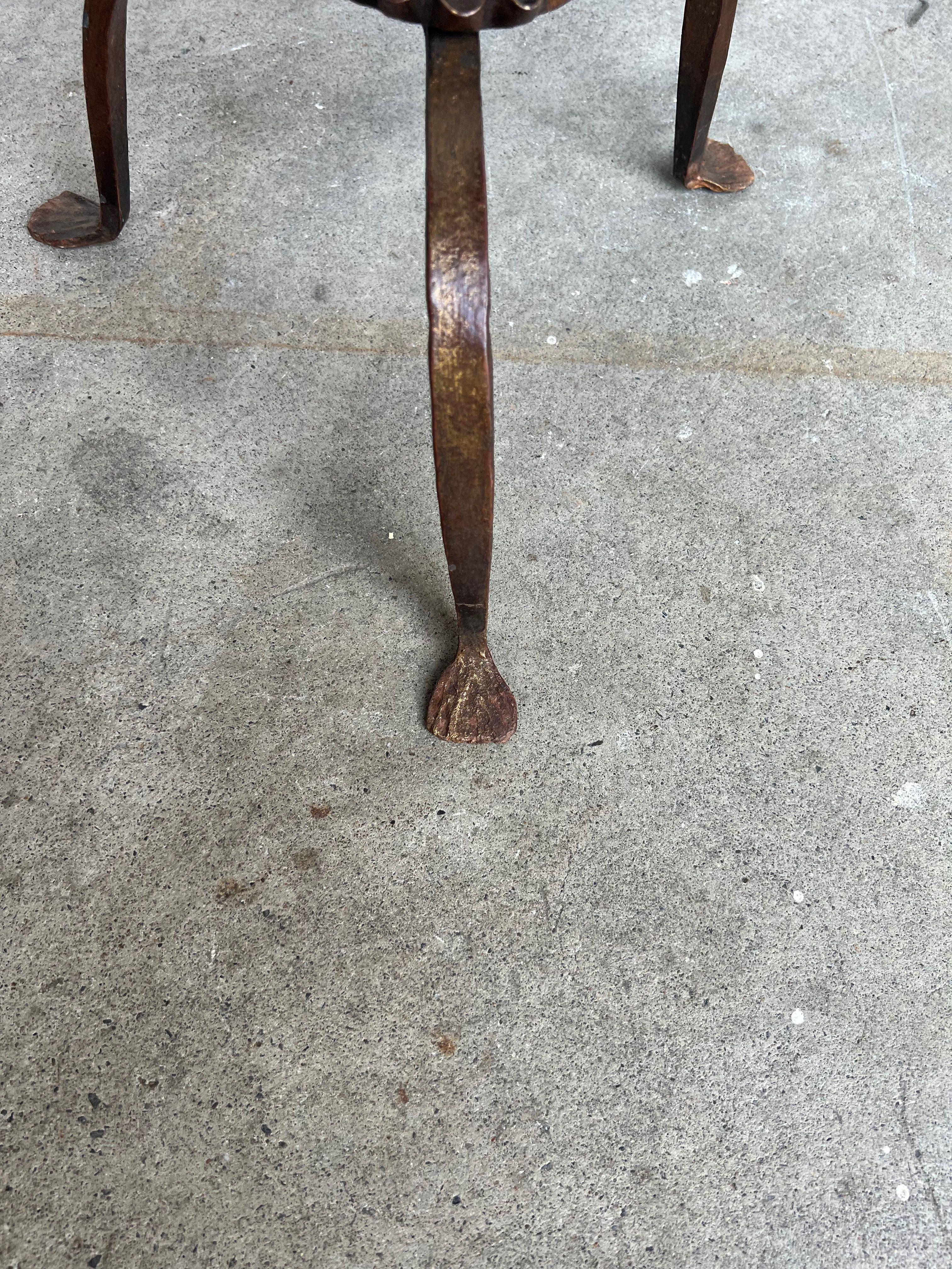 Gilt Metal Martini Table on a Tripod Base with Ruffled Bobeche 1