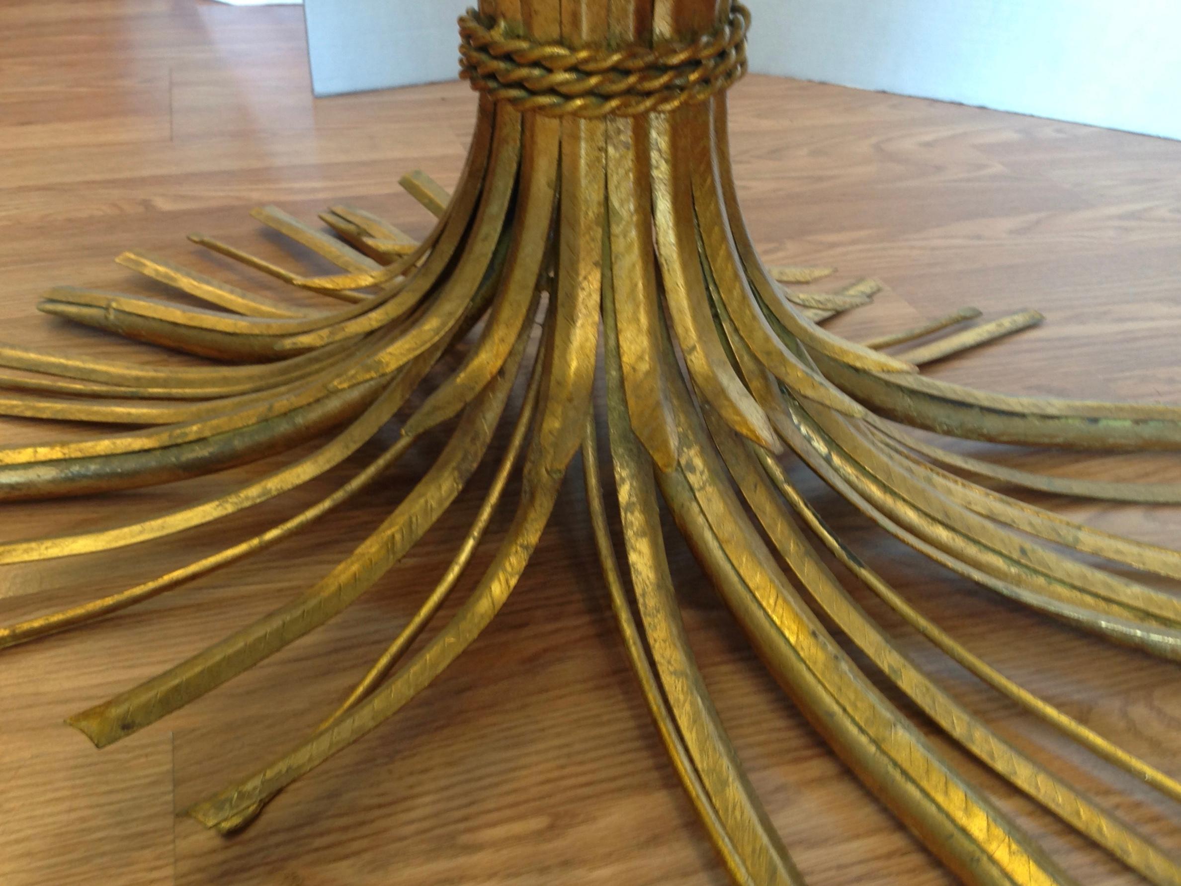 Gilt Metal Mid Century Wheat Motif Coffee Table 4