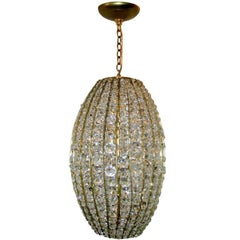 Vintage Gilt Metal Moderne Crystal Lantern