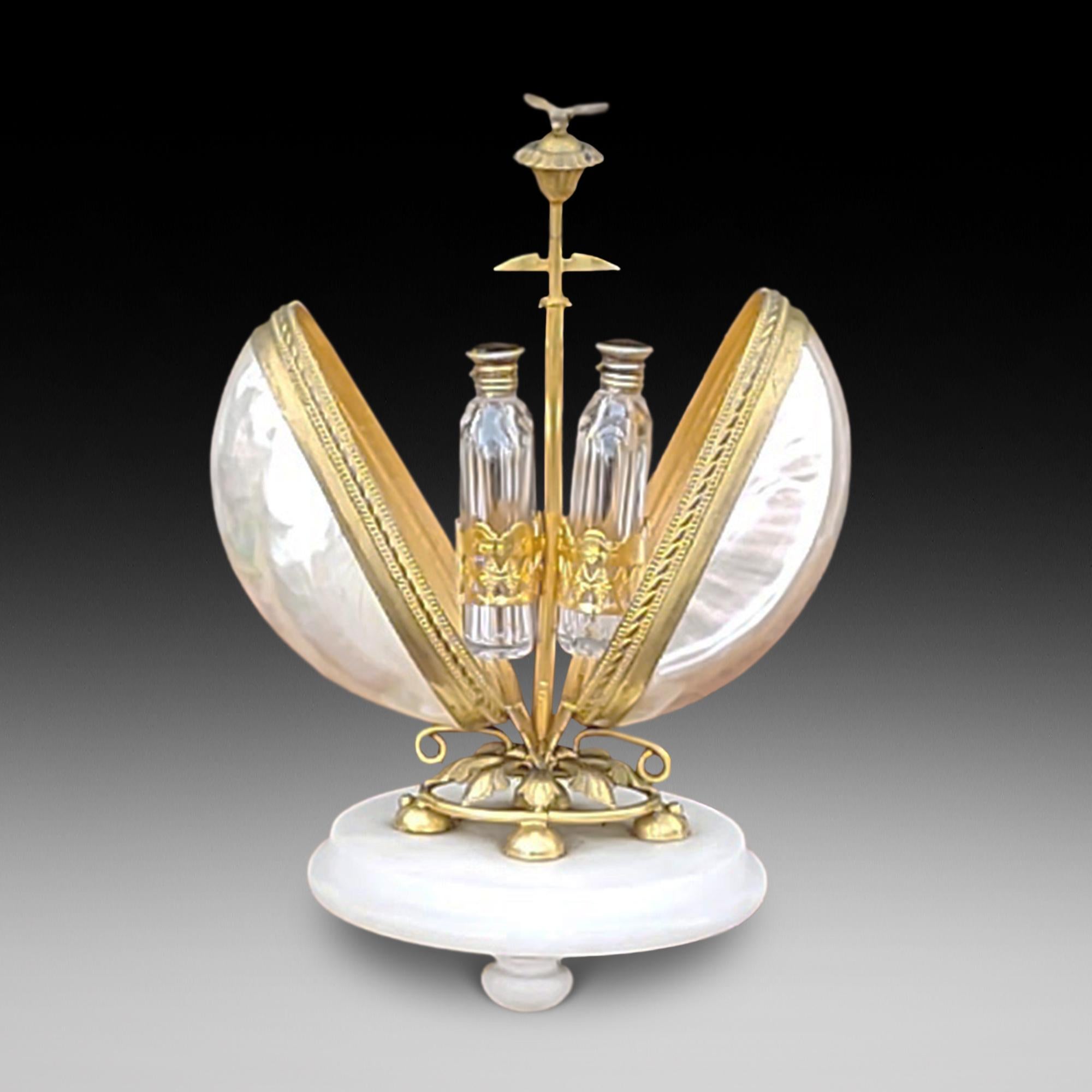Beaux Arts Gilt Metal & Mother-of-Pearl Scent Casket c1870