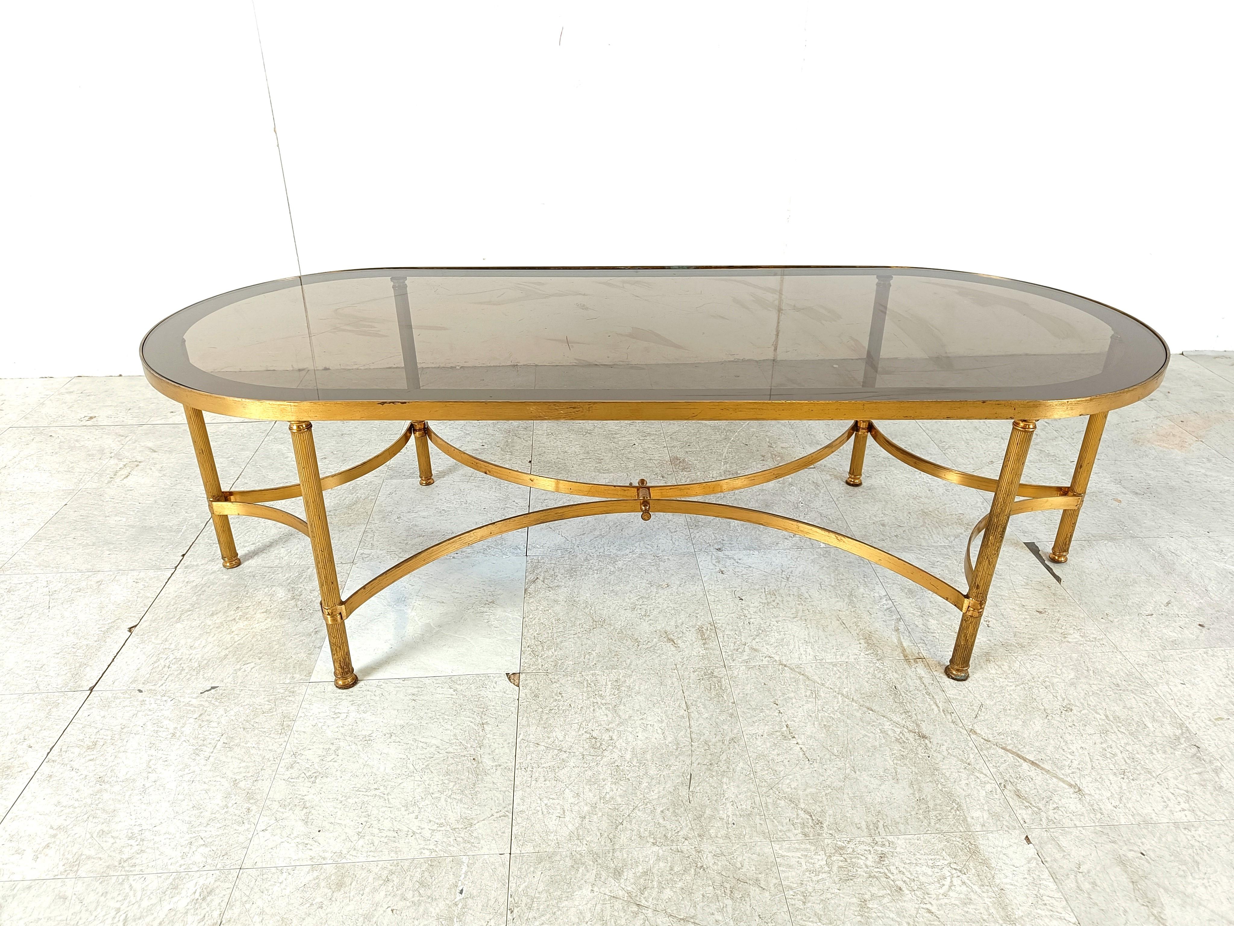 Neoclassical Gilt metal neoclassical coffee table in the manner of Maison Jansen, 1960s