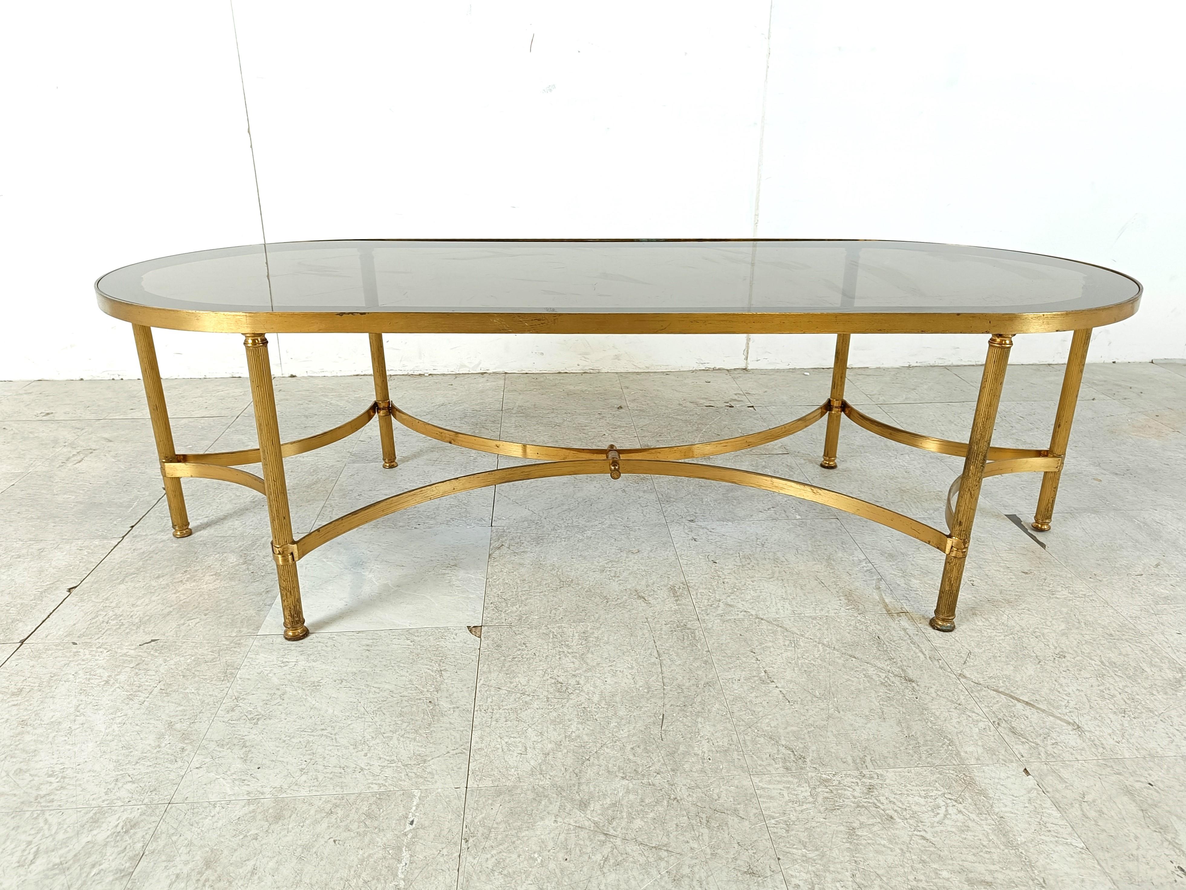 French Gilt metal neoclassical coffee table in the manner of Maison Jansen, 1960s