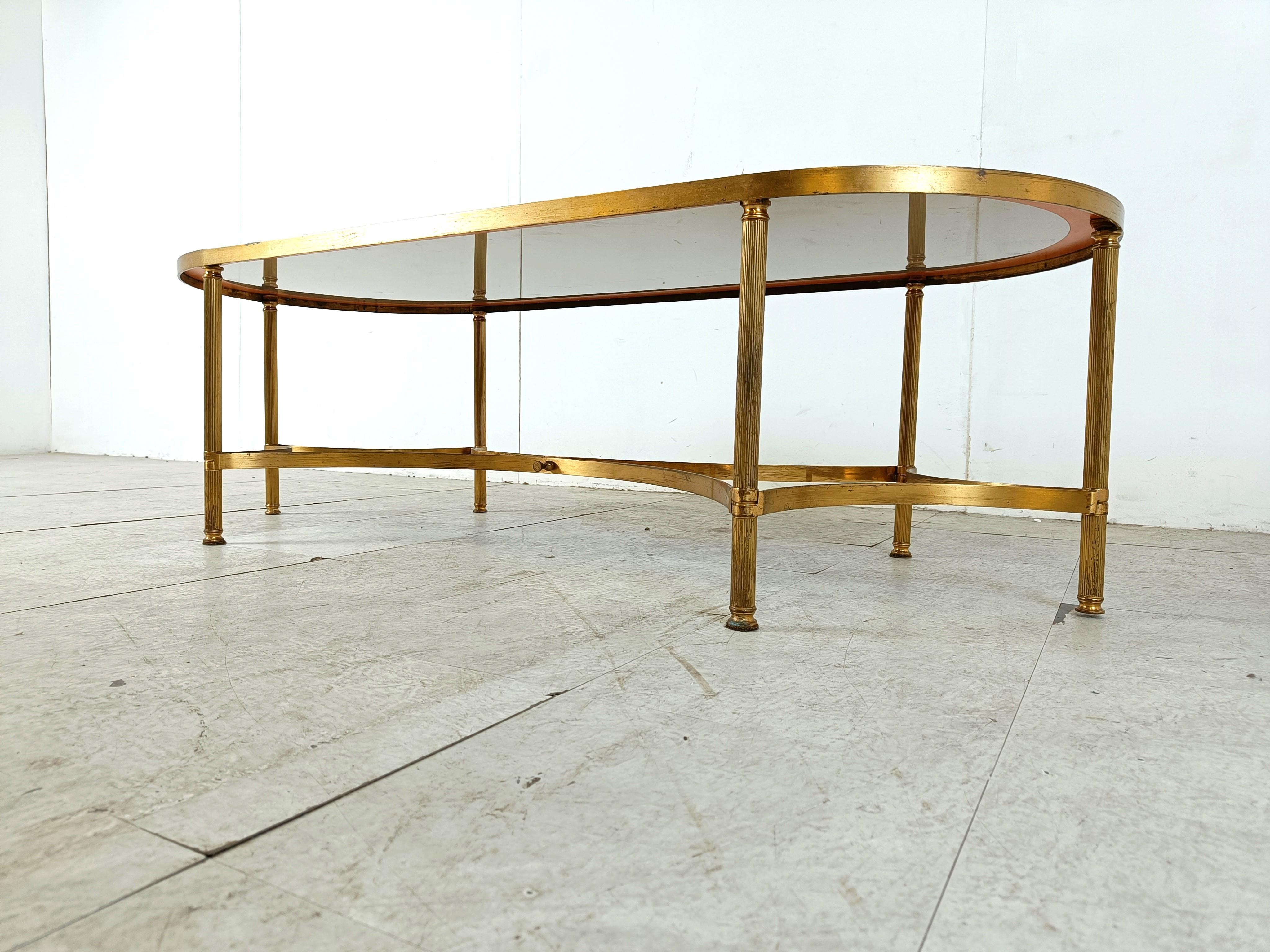 Metal Gilt metal neoclassical coffee table in the manner of Maison Jansen, 1960s