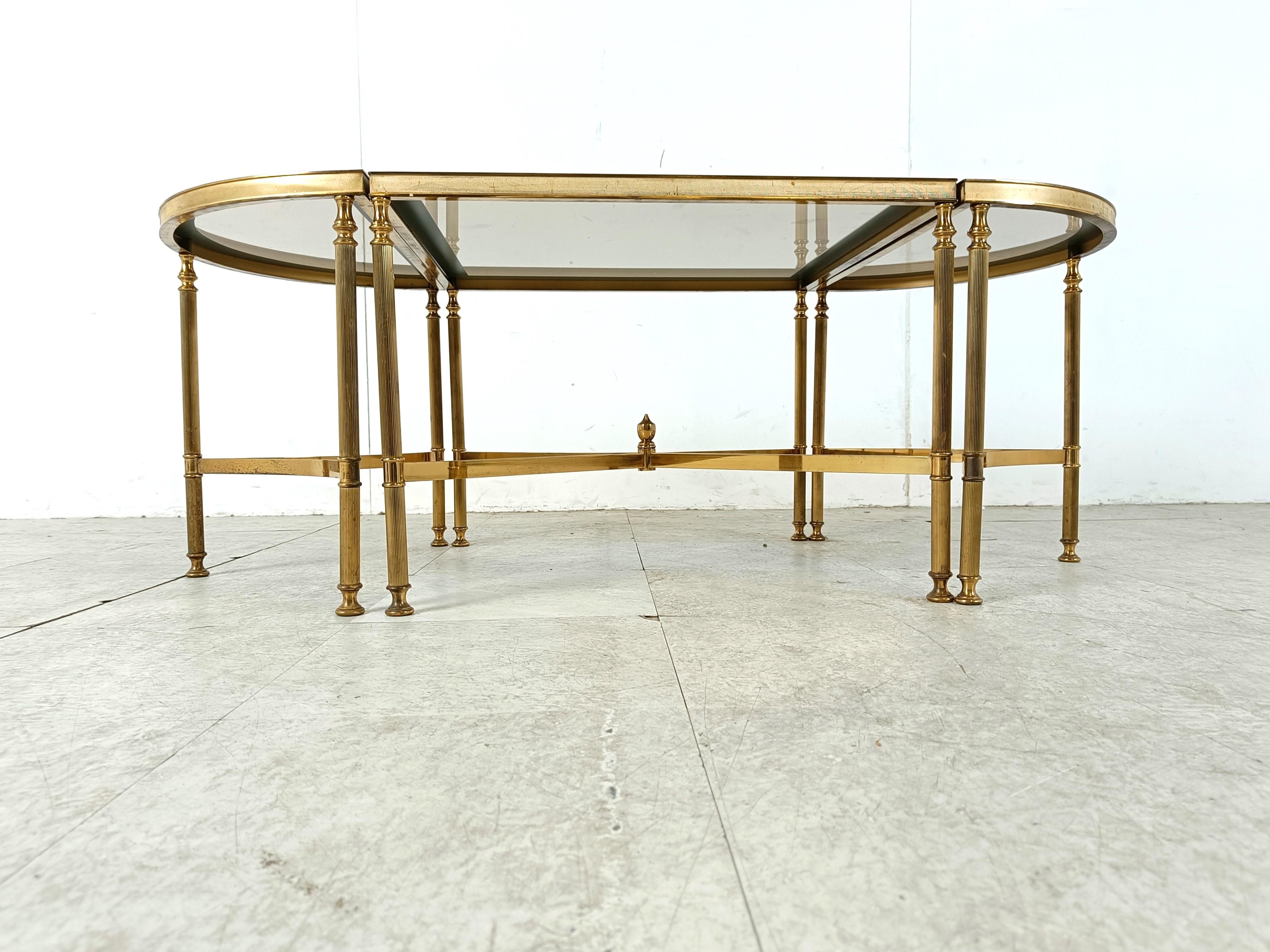 Gilt metal neoclassical coffee table set in the manner of Maison Jansen, 1960s In Good Condition For Sale In HEVERLEE, BE