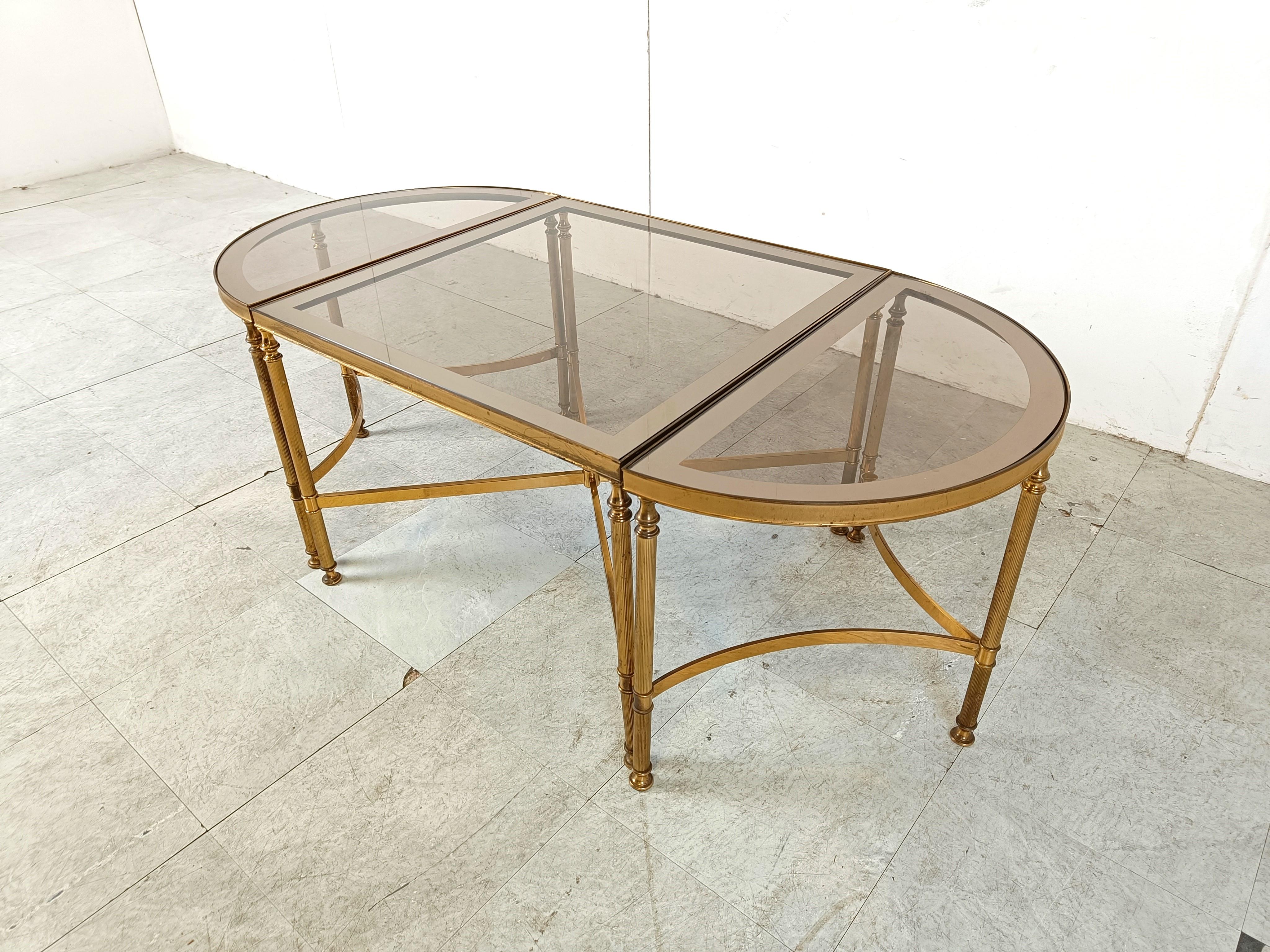 Mid-20th Century Gilt metal neoclassical coffee table set in the manner of Maison Jansen, 1960s For Sale