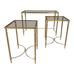 Neoklassizistischer Couchtisch aus vergoldetem Metall in der Art von Maison Jansen, 1960er Jahre