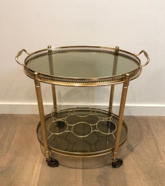 Gilt Metal Oval Drinks Trolley