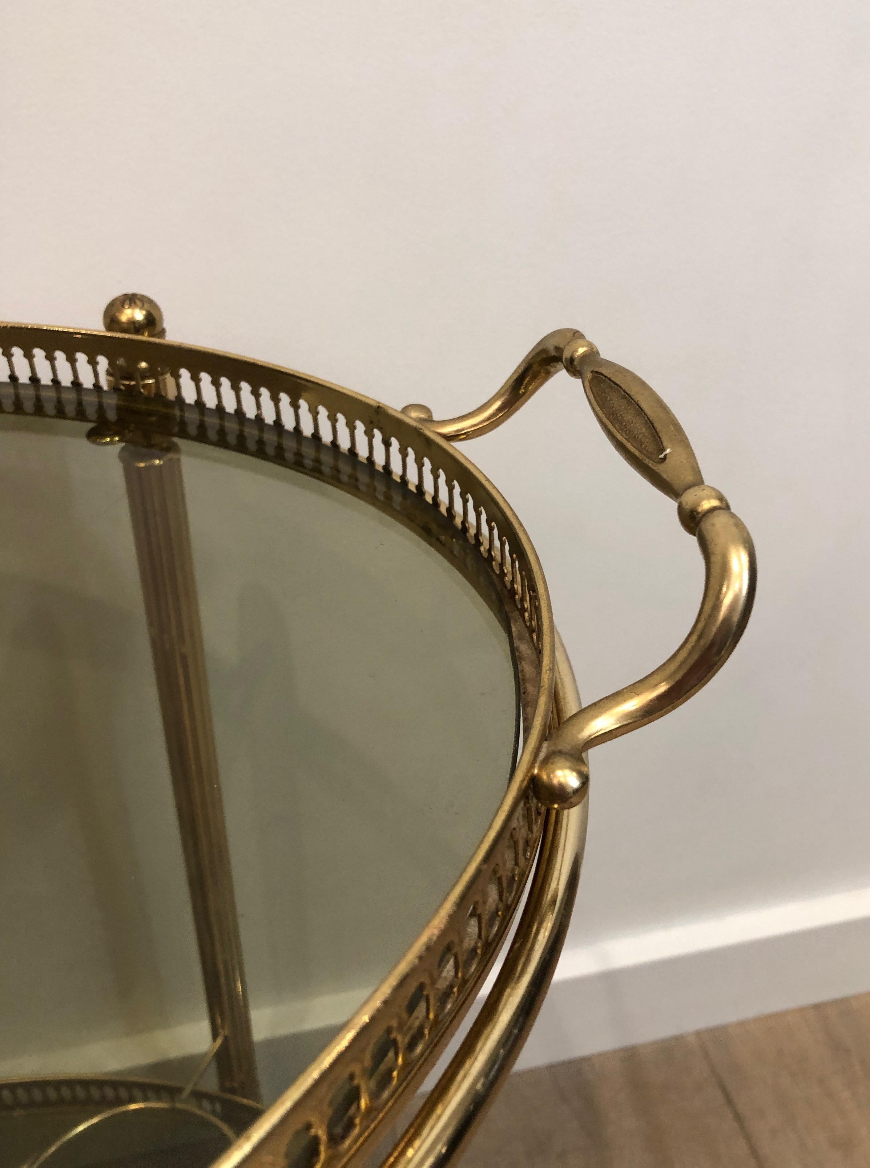 French Gilt Metal Oval Drinks Trolley