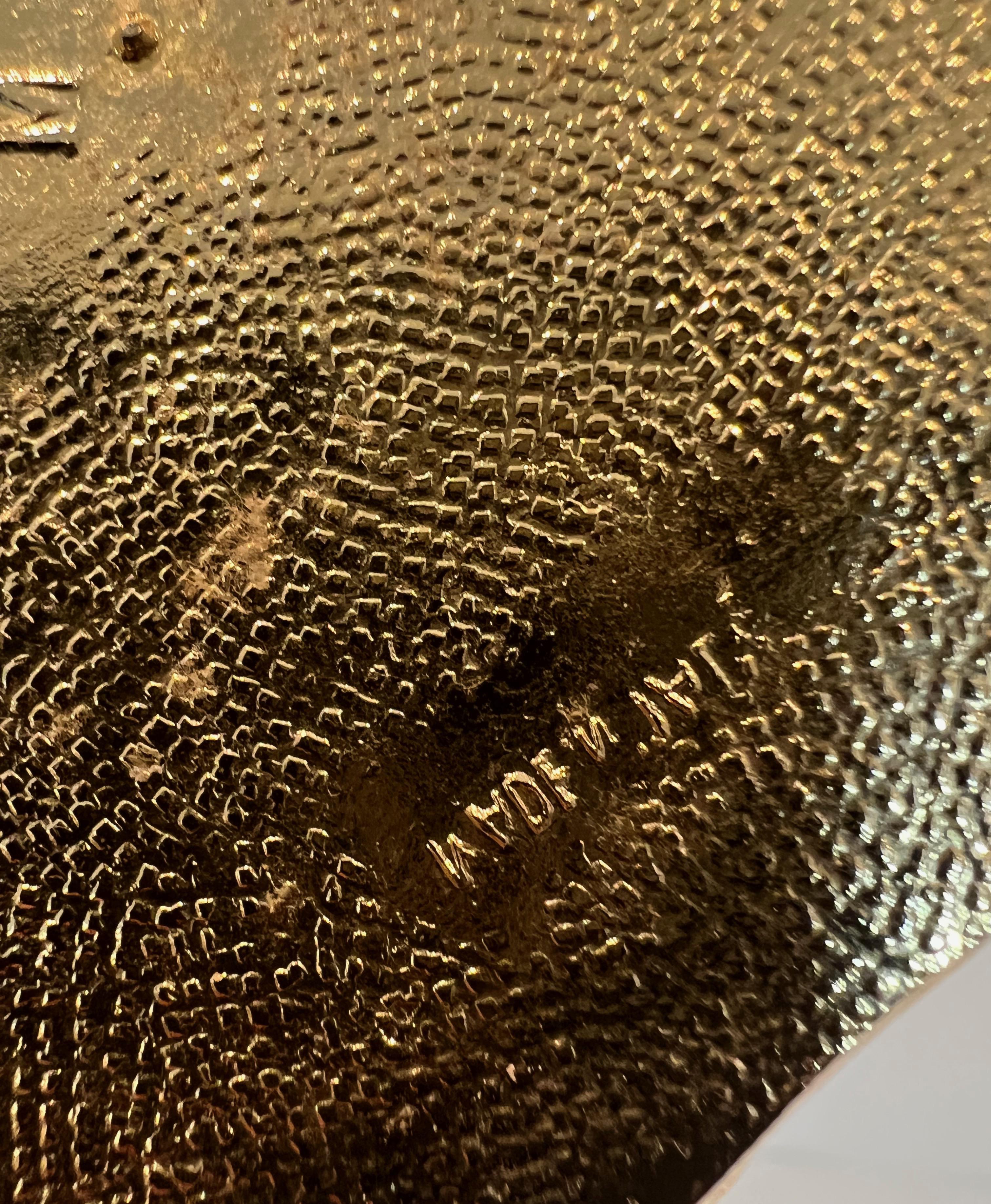 Cubitera búho de metal dorado. Obra italiana de Mauro Mainetti. Alrededor de 1970 en venta 3