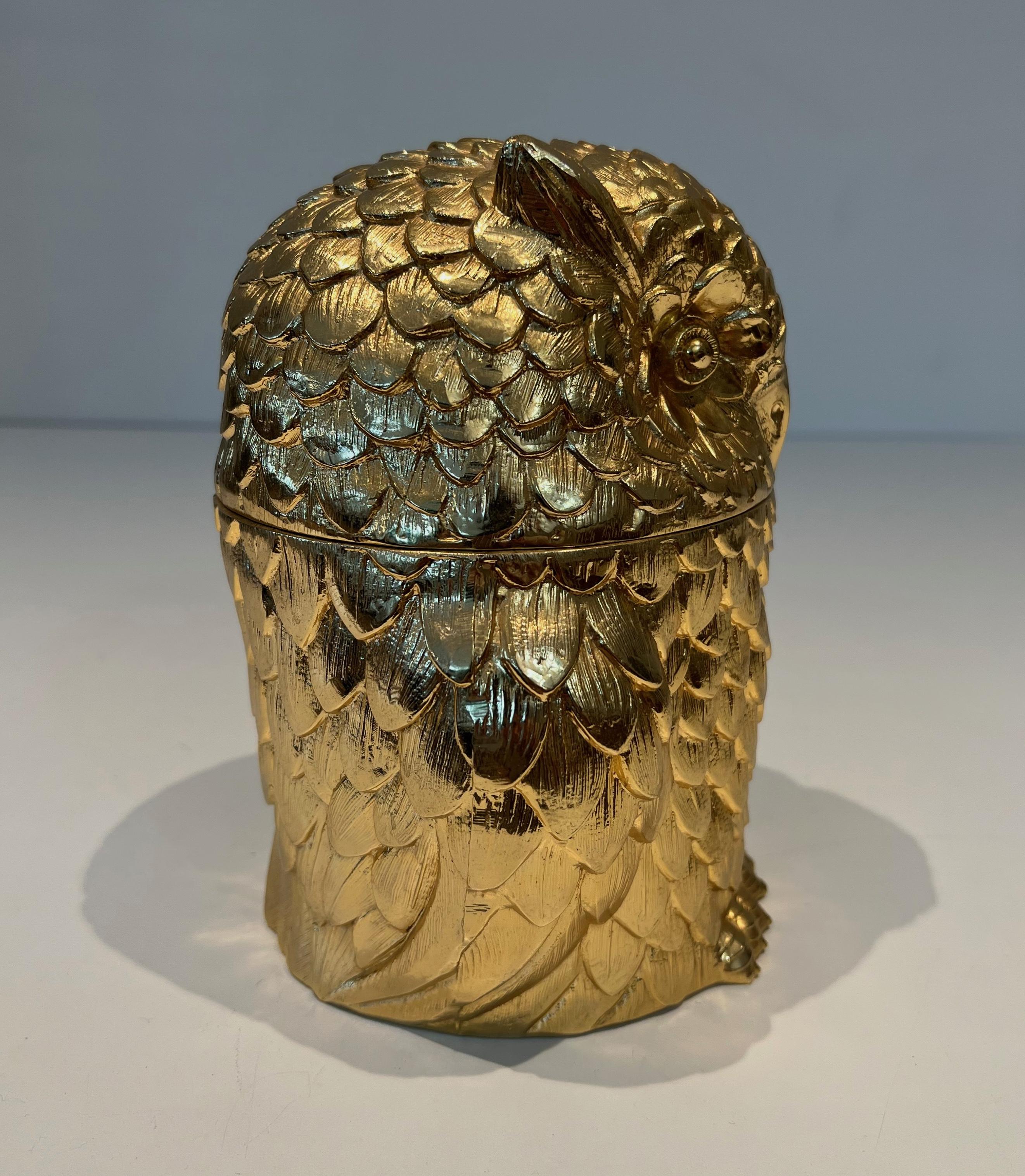 Cubitera búho de metal dorado. Obra italiana de Mauro Mainetti. Alrededor de 1970 en venta 5