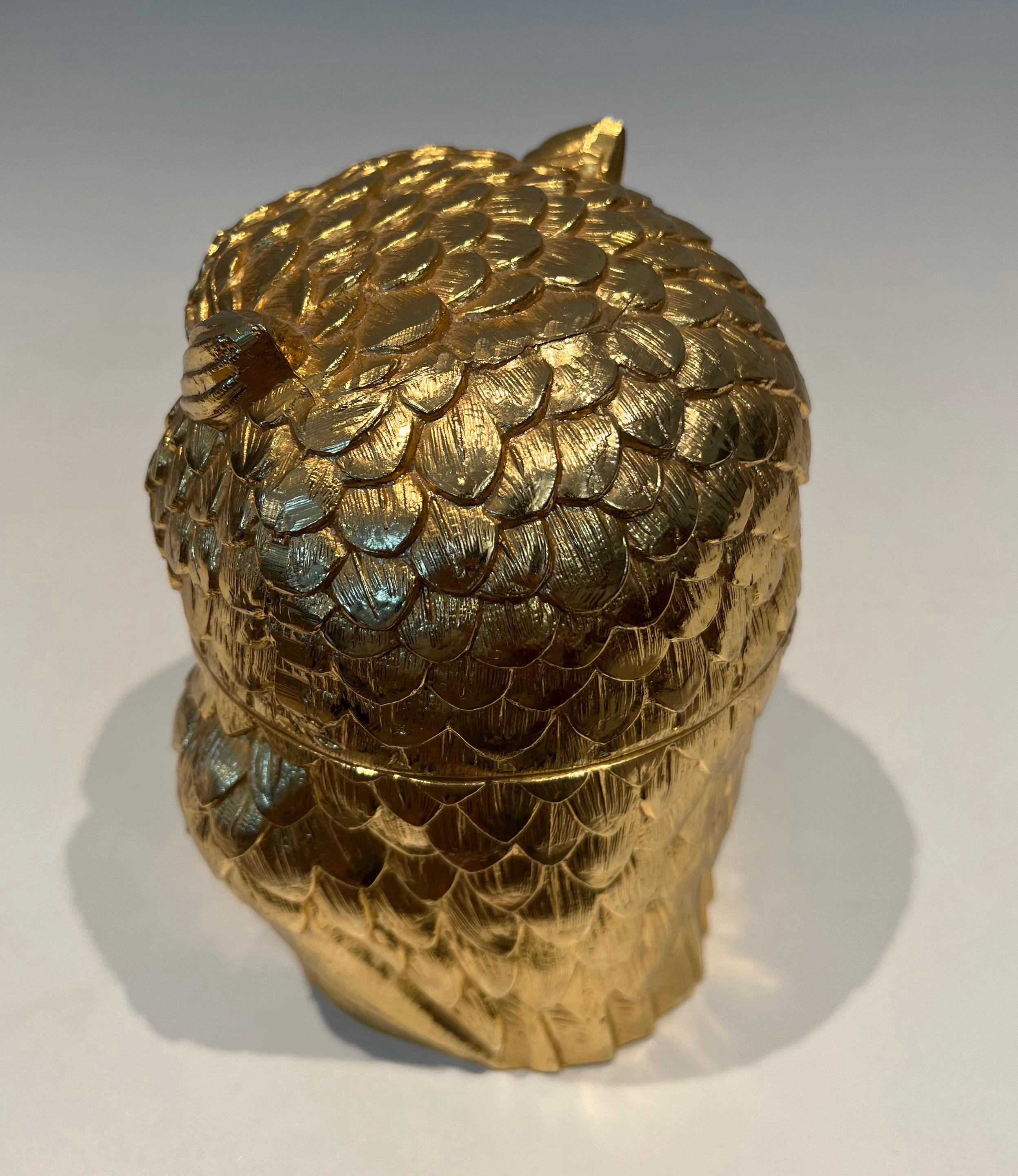 Cubitera búho de metal dorado. Obra italiana de Mauro Mainetti. Alrededor de 1970 en venta 7
