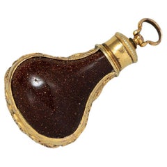 Gilt Metal Perfume Flask with Goldstone
