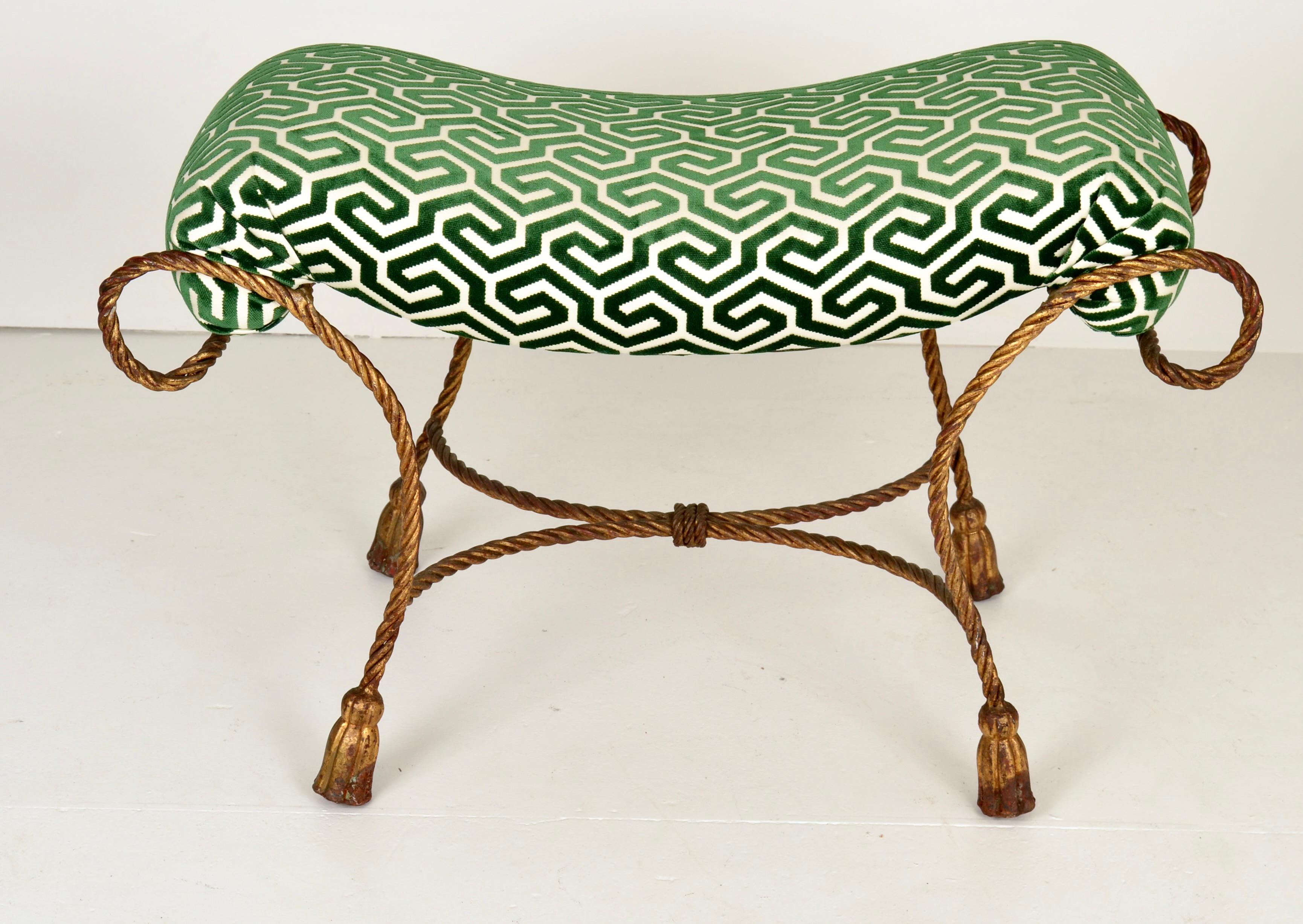 Late 20th Century Gilt Metal Rope Form Bench
