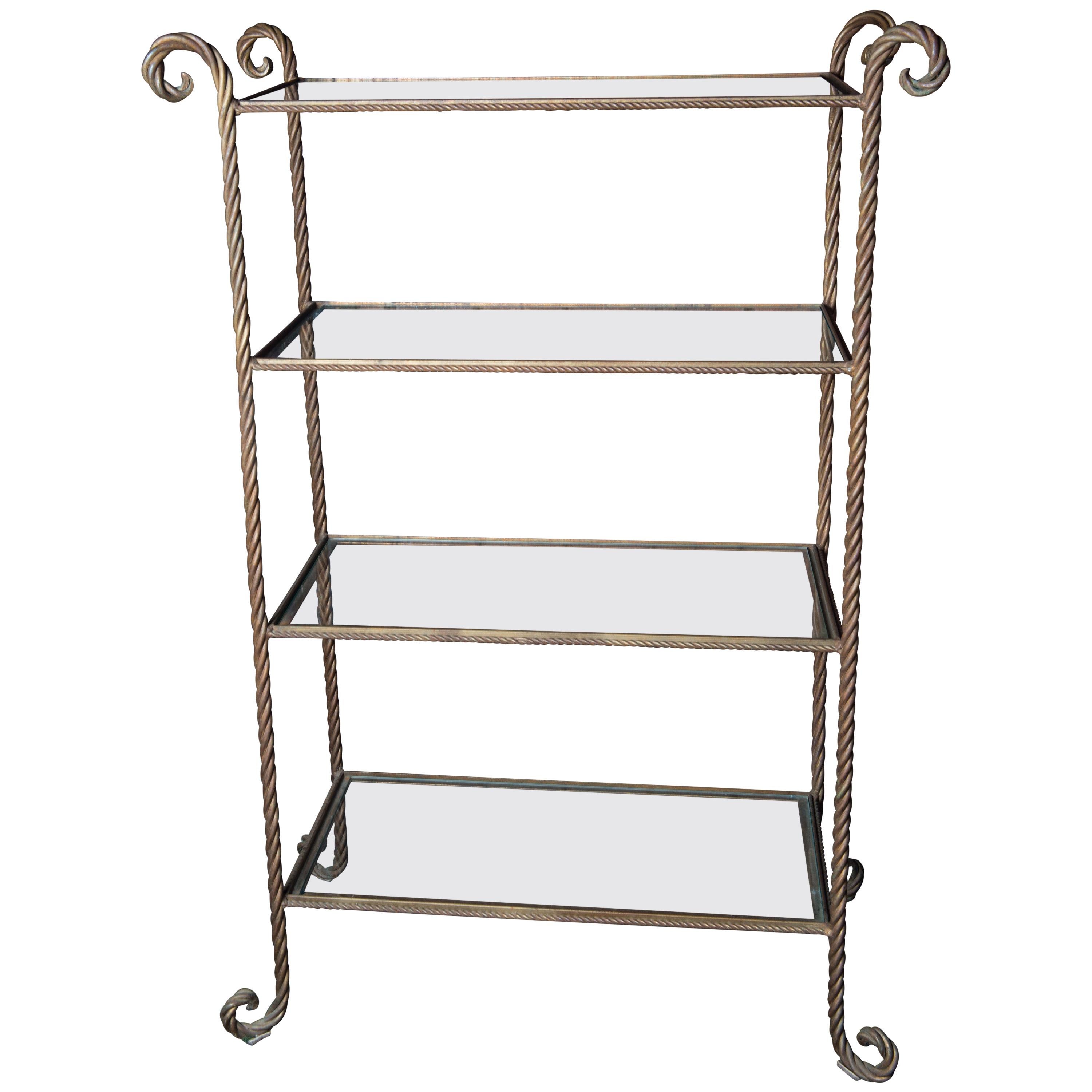 Gilt Metal Rope Style Étagère/Shelves