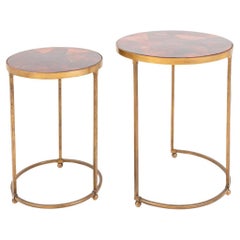 Gilt Metal Round Nesting End Tables, 2
