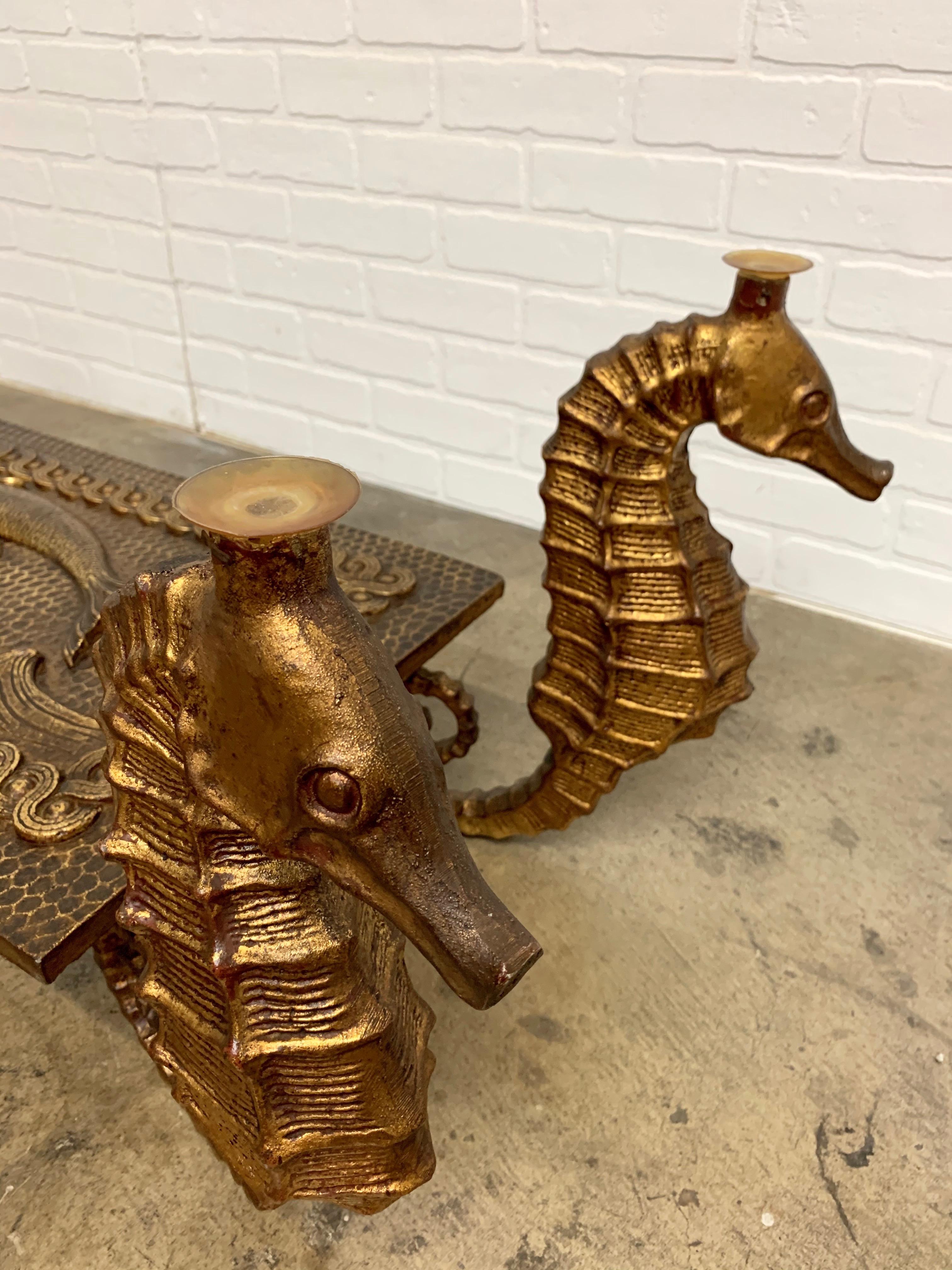 Gilt Metal Seahorse Coffee Table with Smoked Glass 8