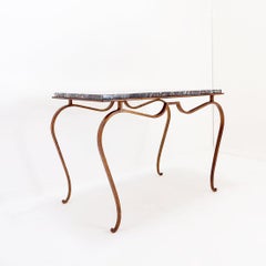Gilt-Metal side table and marble top in the style of René Prou