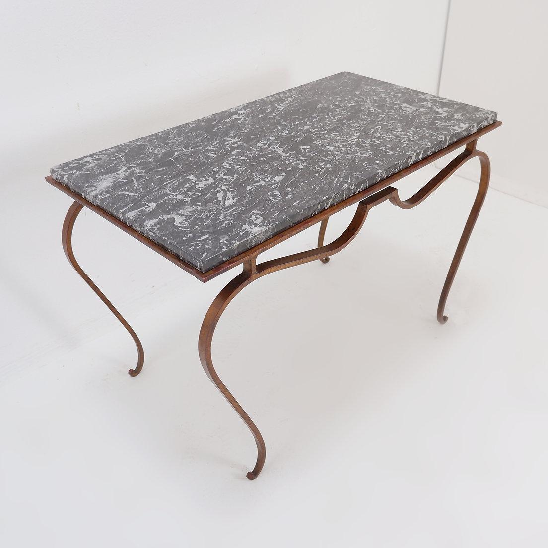 Gilt-Metal side table and marble top in the style of René Prou For Sale 2