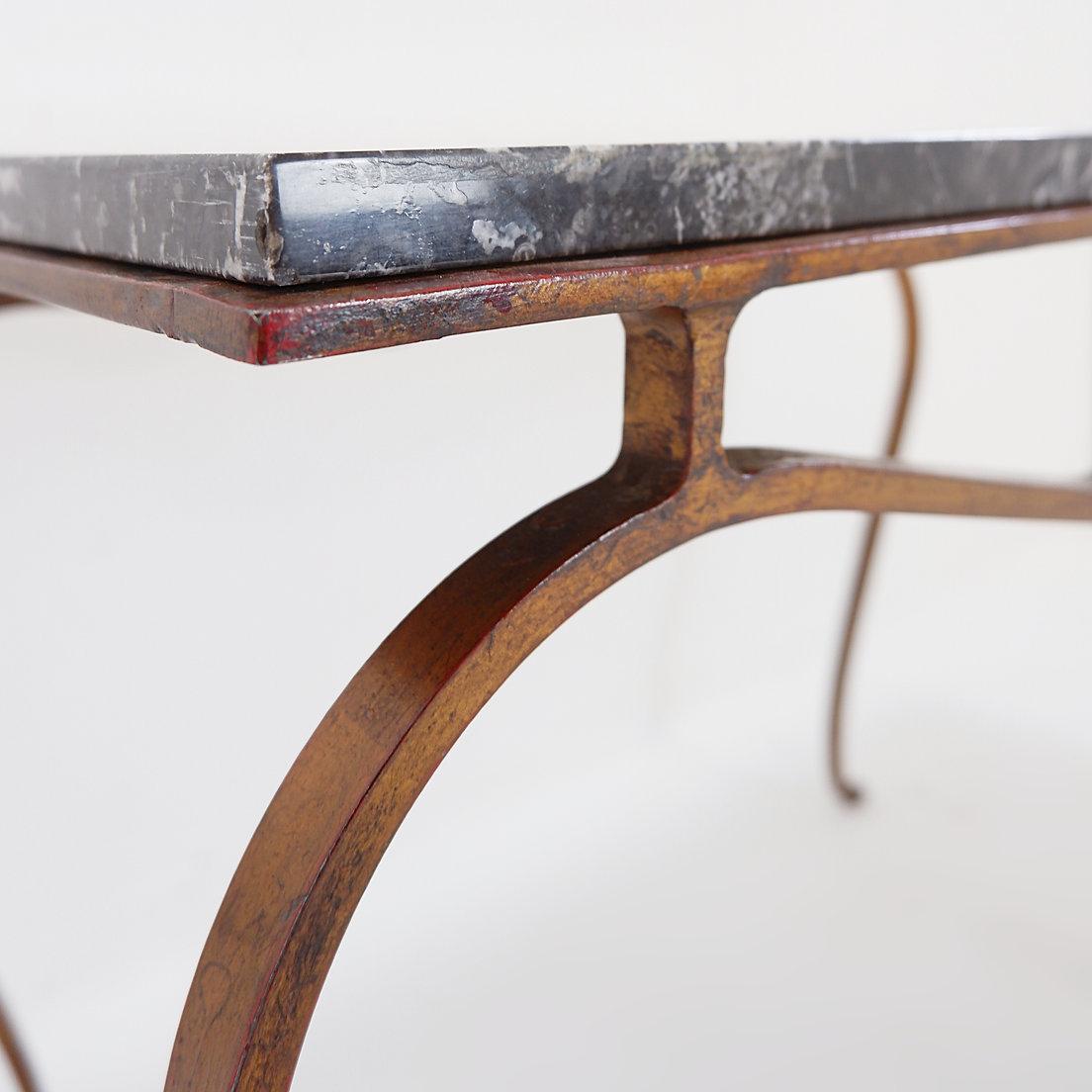 Gilt-Metal side table and marble top in the style of René Prou For Sale 3