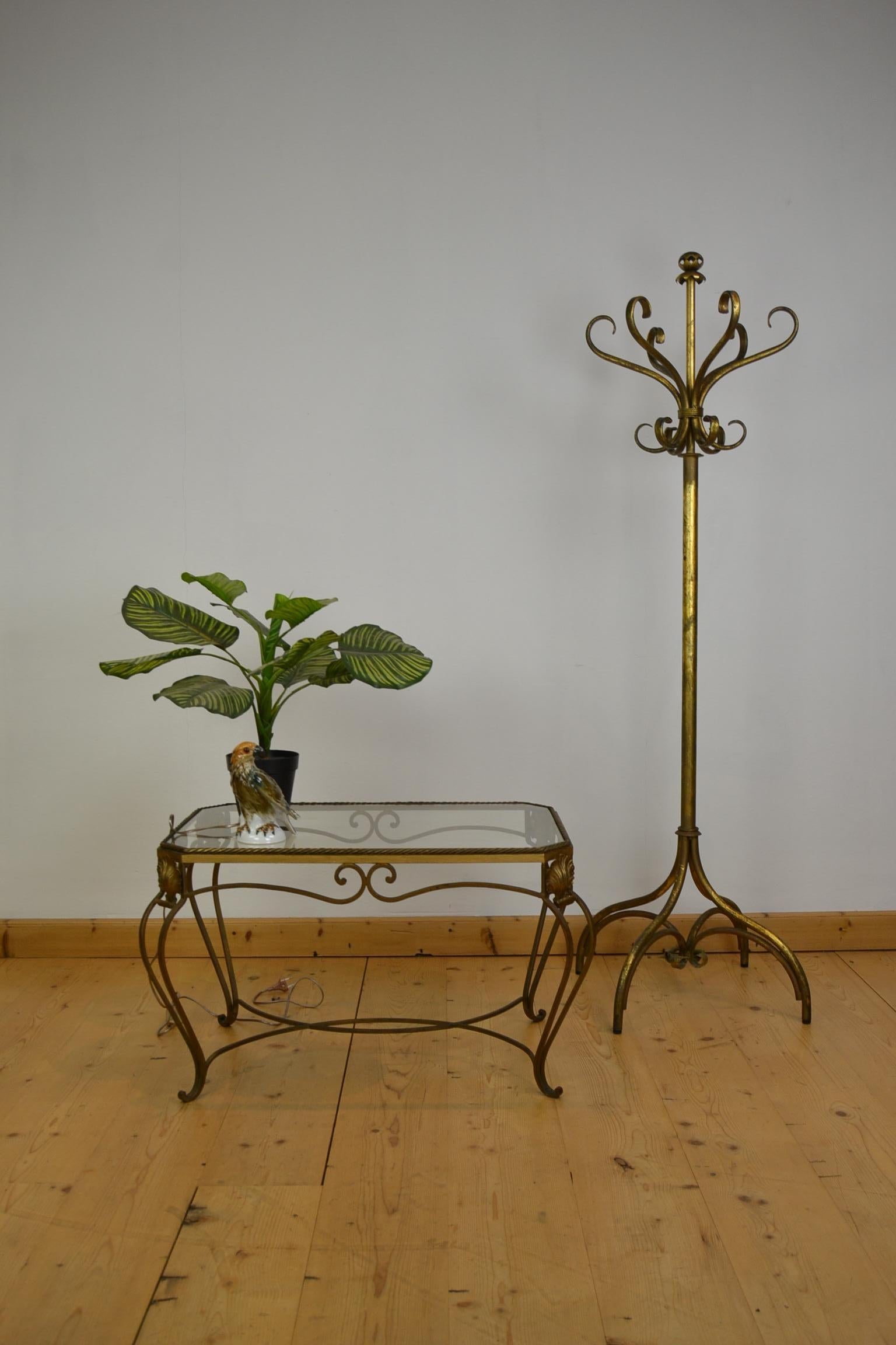 Gilt Metal Side Table, Coffee Table with Ropes and Shell For Sale 13
