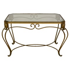 Gilt Metal Side Table, Coffee Table with Ropes and Shell