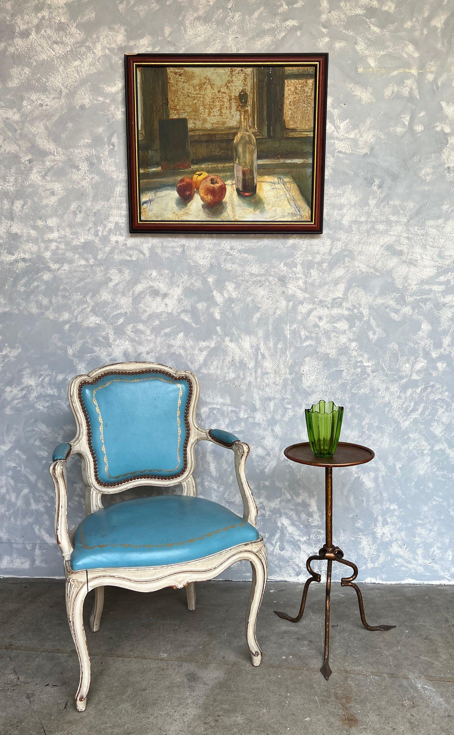 Mid-Century Modern Gilt Metal Side Table with a Fancy Tripod Base