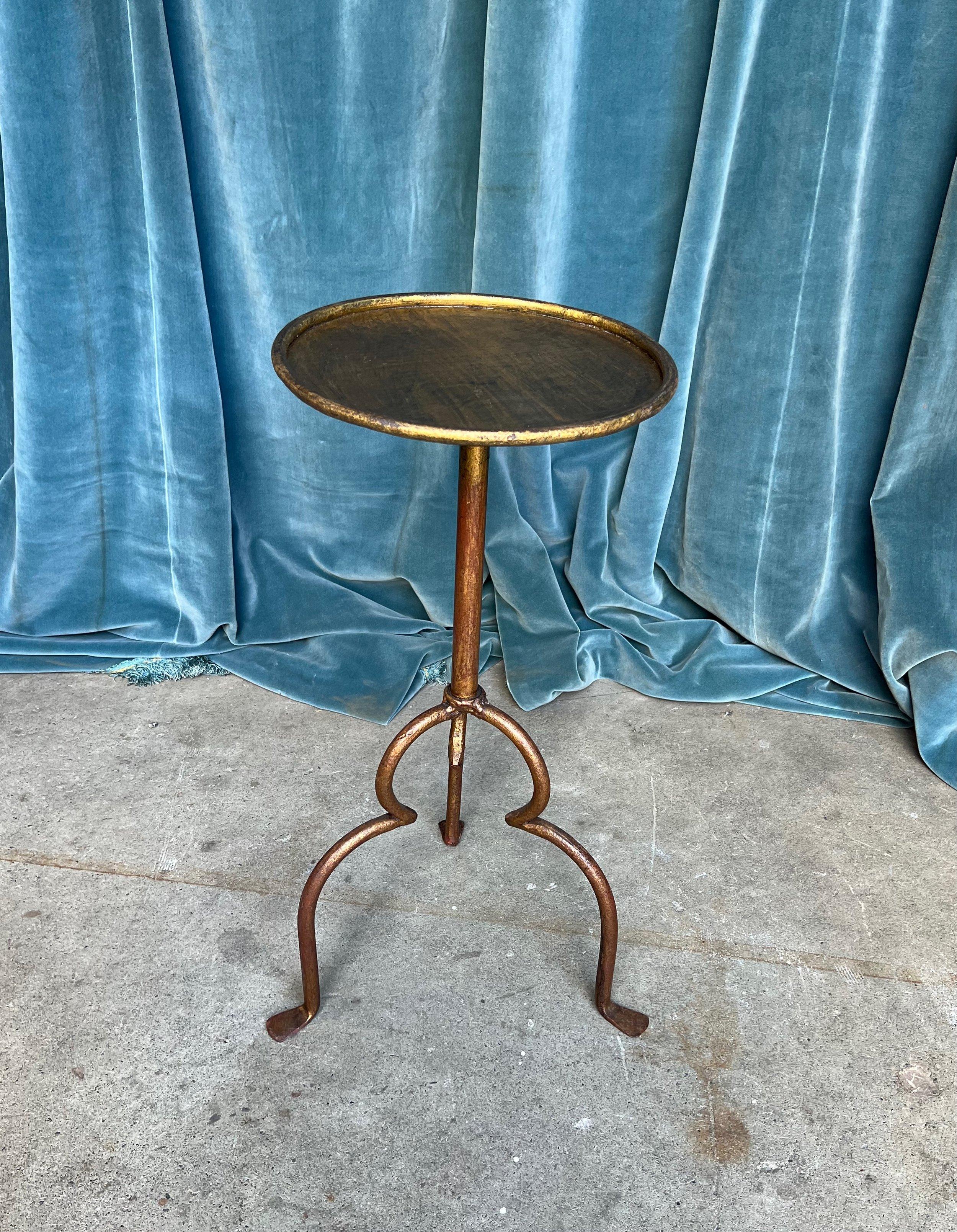 Spanish Gilt Metal Side Table with a Fancy Tripod Base