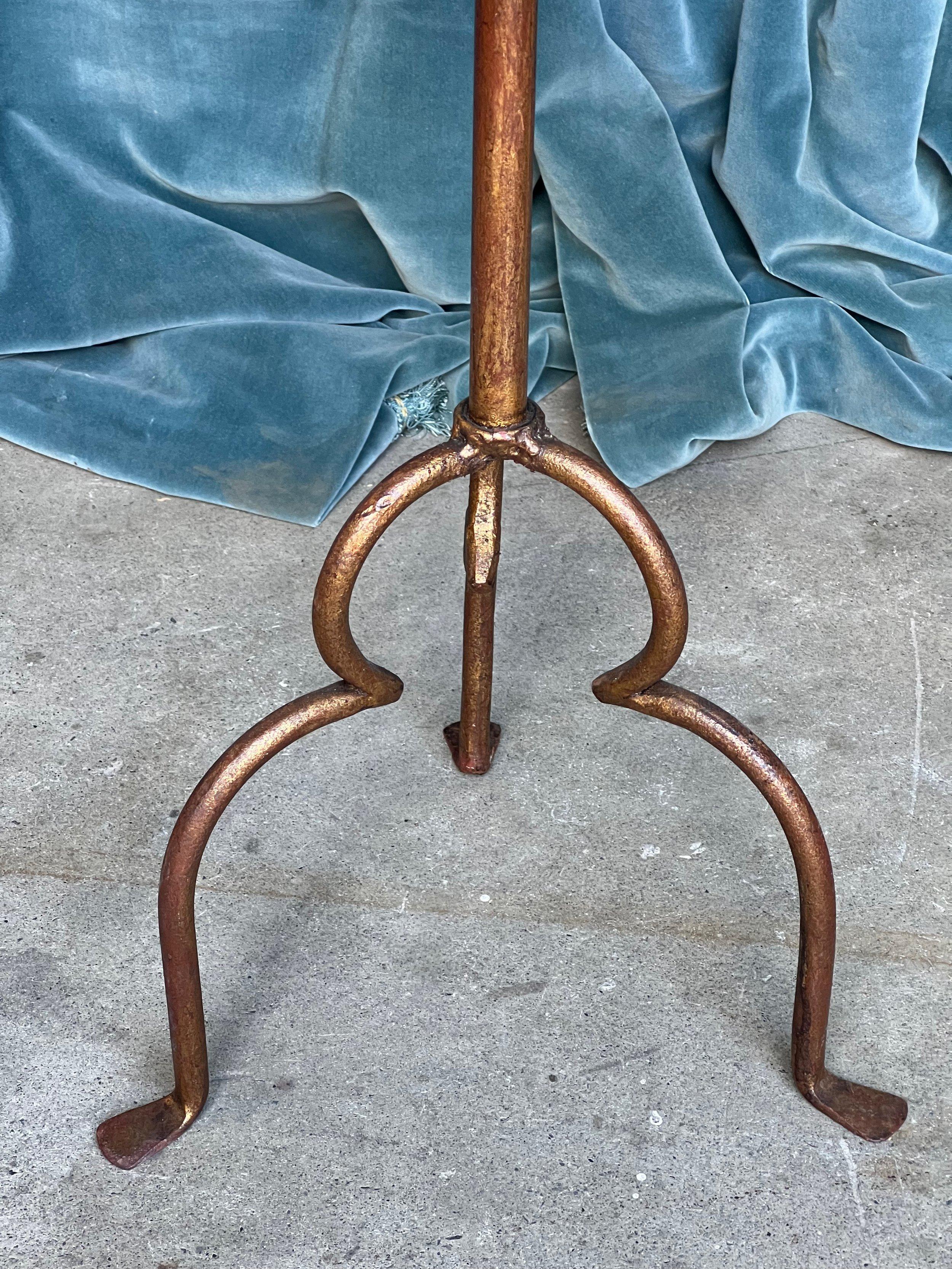 Gilt Metal Side Table with a Fancy Tripod Base In Good Condition In Buchanan, NY