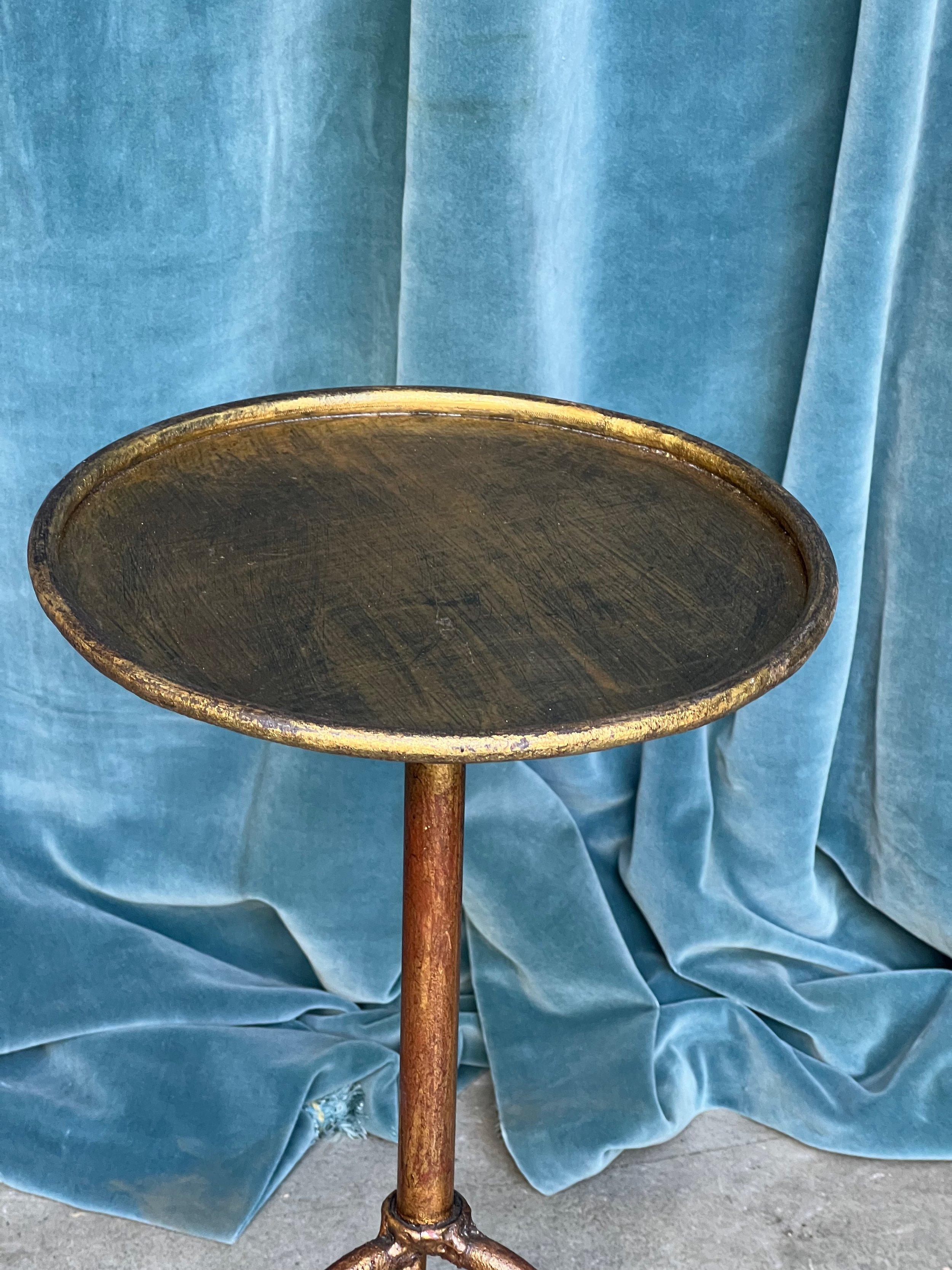 Gilt Metal Side Table with a Fancy Tripod Base 1
