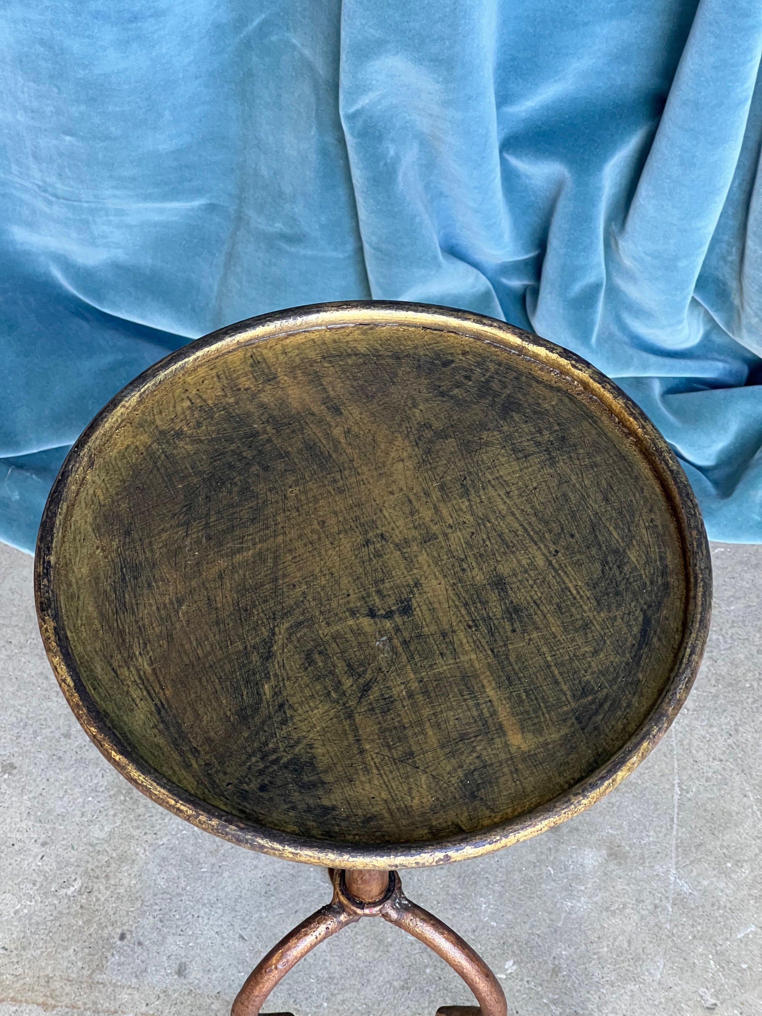 Gilt Metal Side Table with a Fancy Tripod Base 2