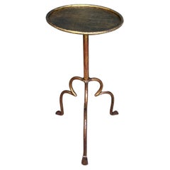 Gilt Metal Side Table with a Fancy Tripod Base