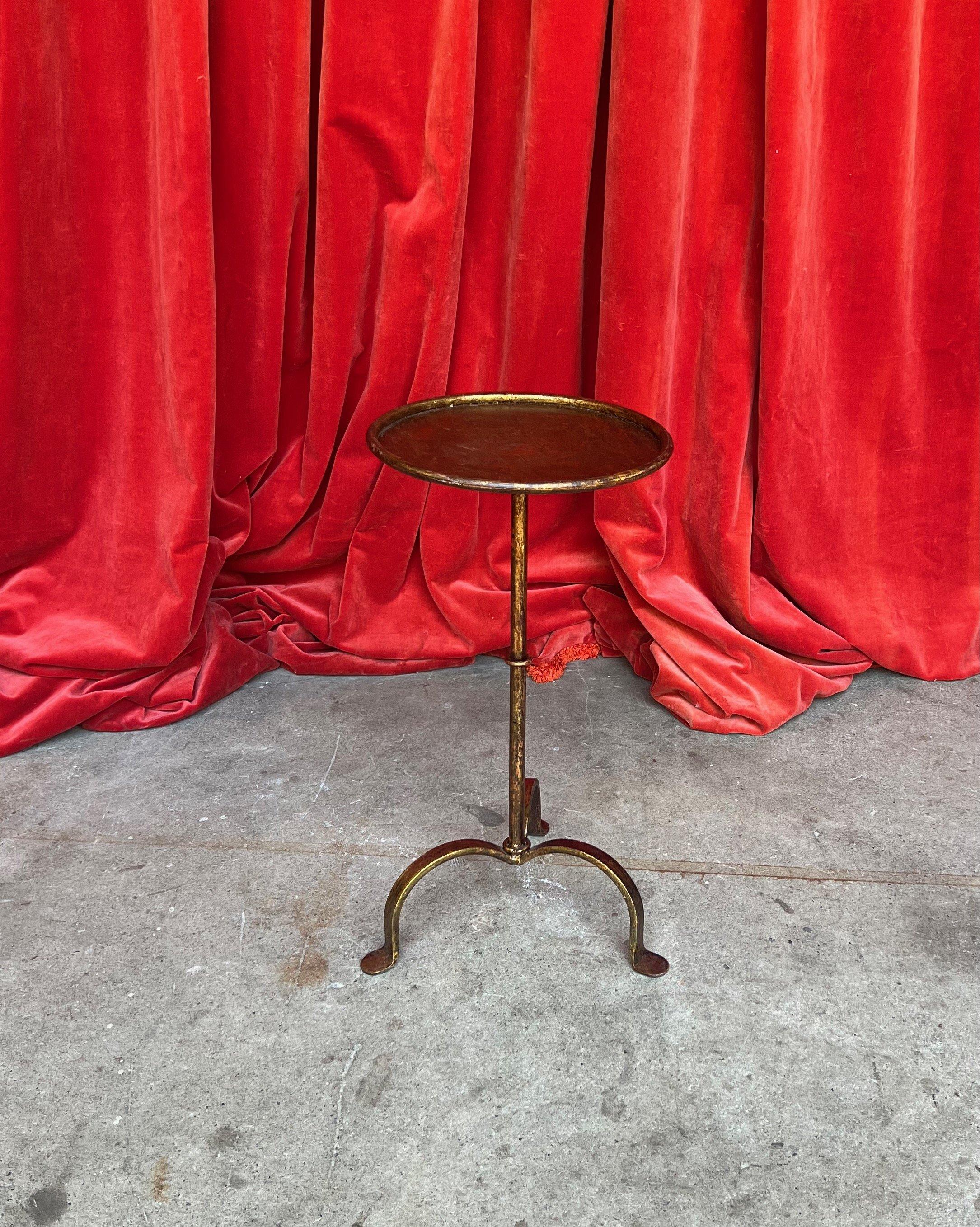 Gilt Metal Spanish Drinks Table on a Tripod Base In Good Condition For Sale In Buchanan, NY