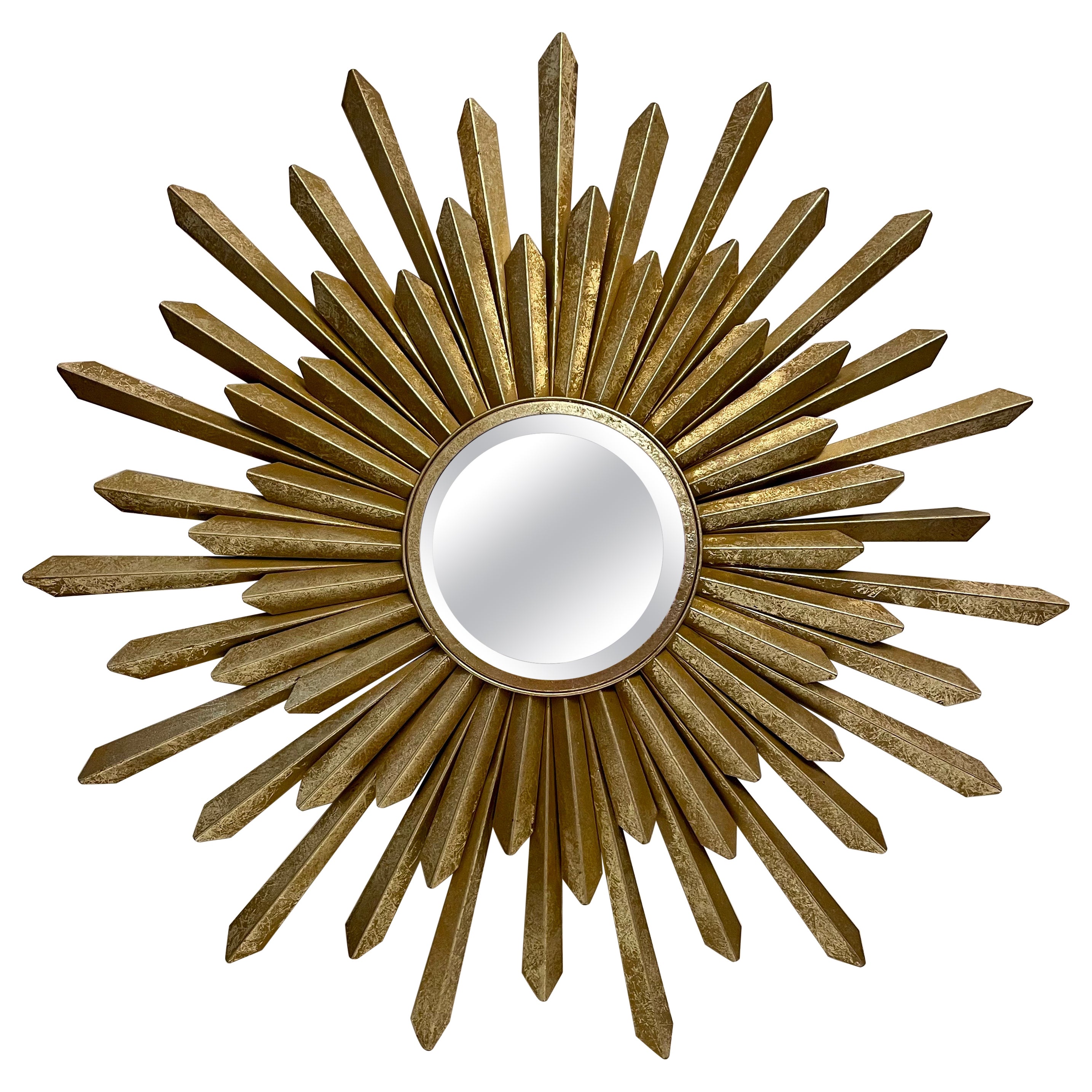 Gilt Metal Starburst Mirror For Sale