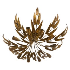 Gilt Metal Sunburst 10 Light Fixture, Circa 1930s