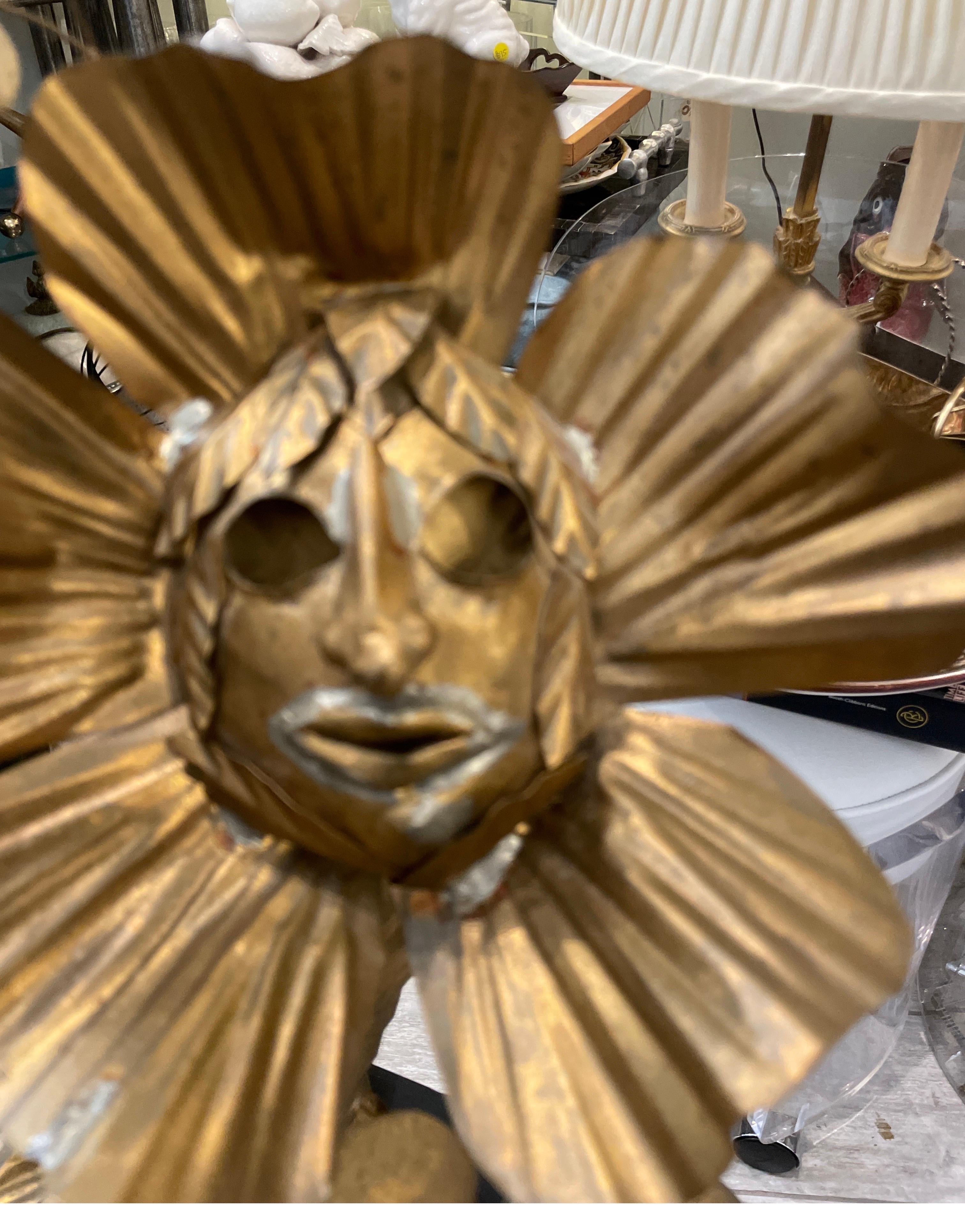 Gilt Metal Sunburst Art Sculpture In Good Condition For Sale In West Palm Beach, FL