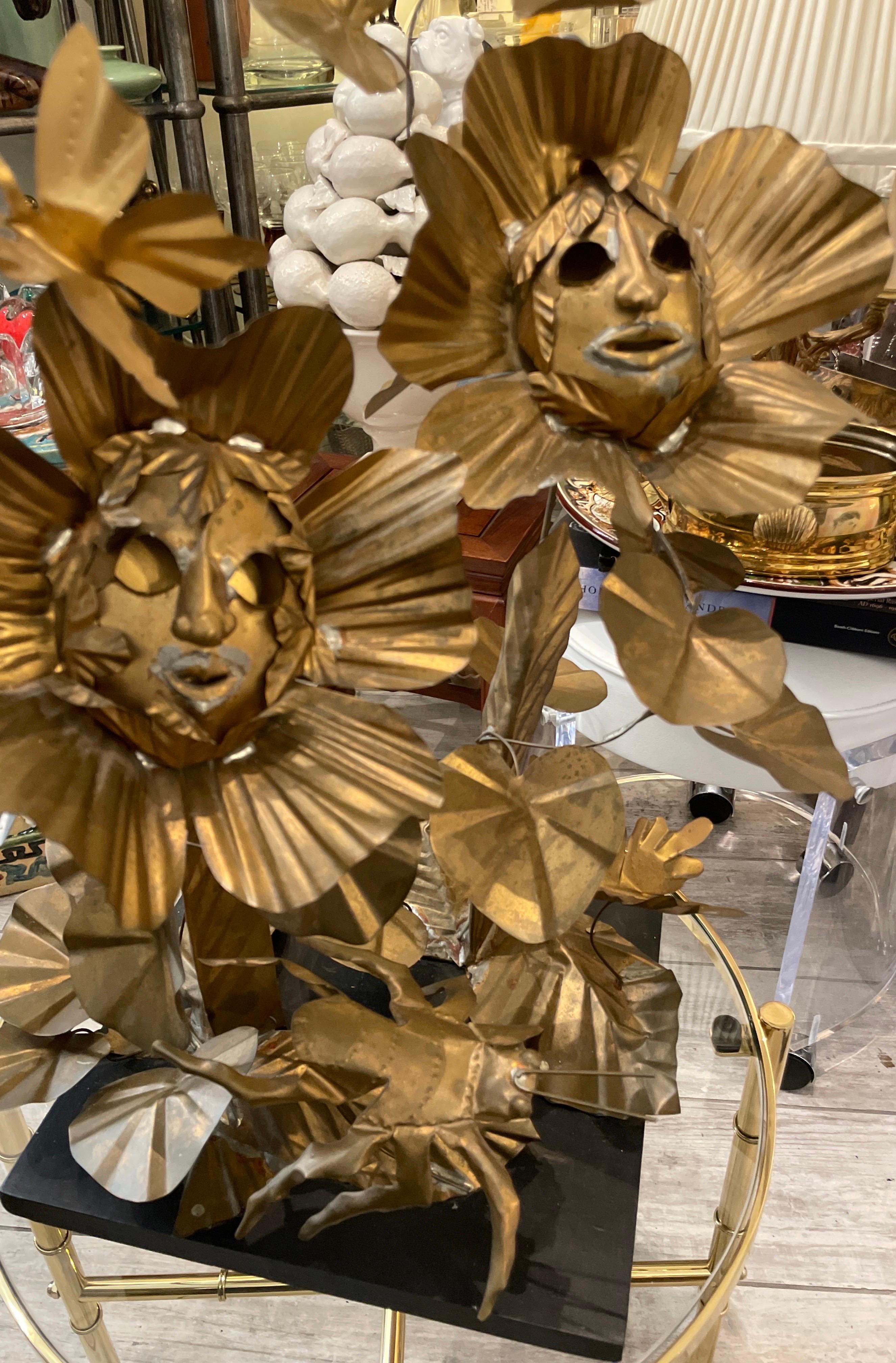 Gilt Metal Sunburst Art Sculpture For Sale 4