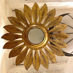 Gilt Metal Sunburst Light Fixture