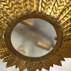 Gilt Metal Sunburst Light Fixture