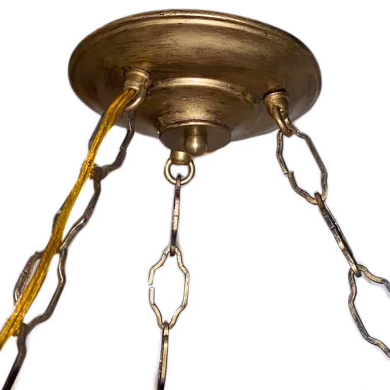 Mid-20th Century Gilt Metal Sunburst Light Fixture with Ruby Glass Inset For Sale