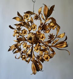 Gilt Metal Sunburst Light Fixture or Flush Mount