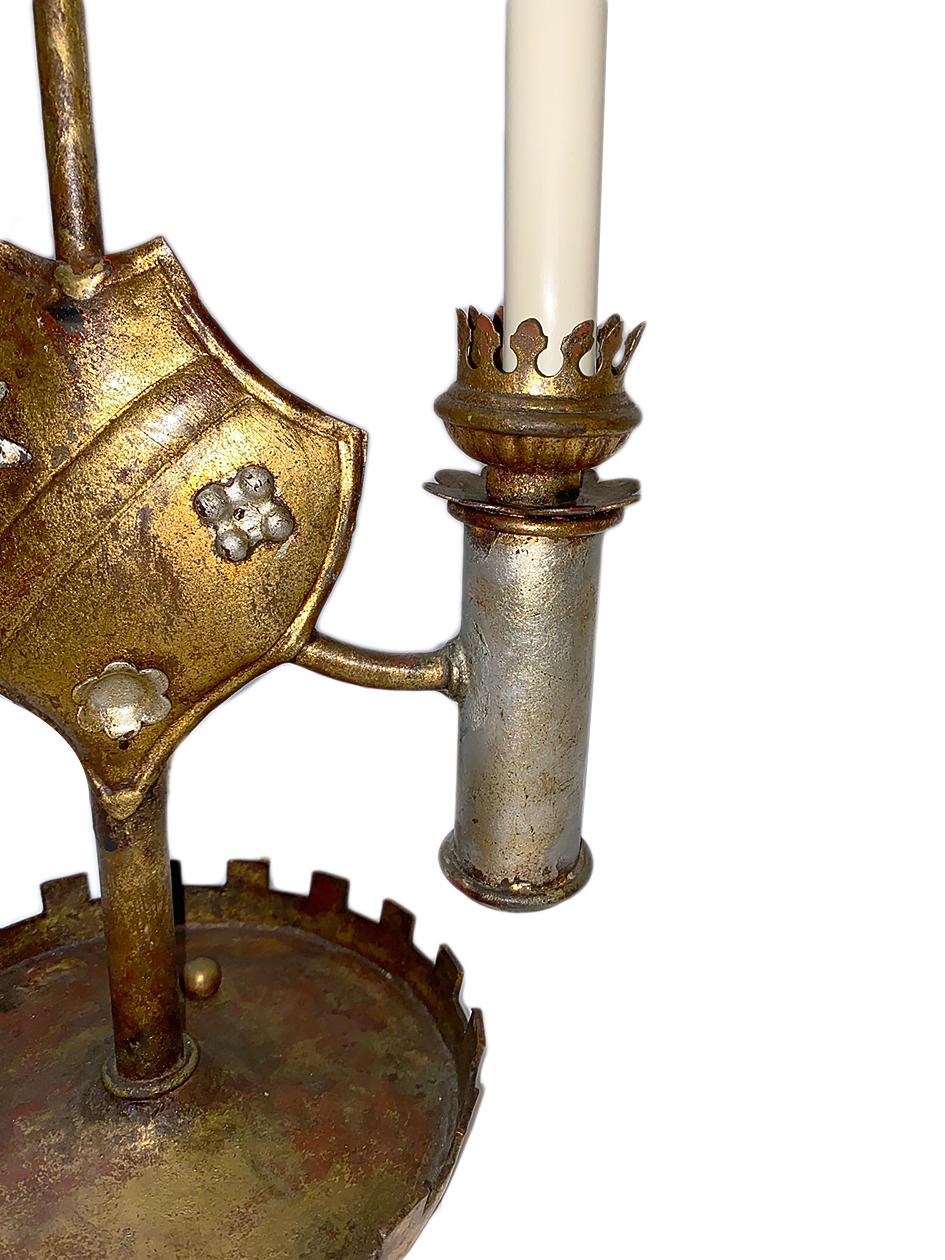 Early 20th Century Gilt Metal Table Lamp For Sale